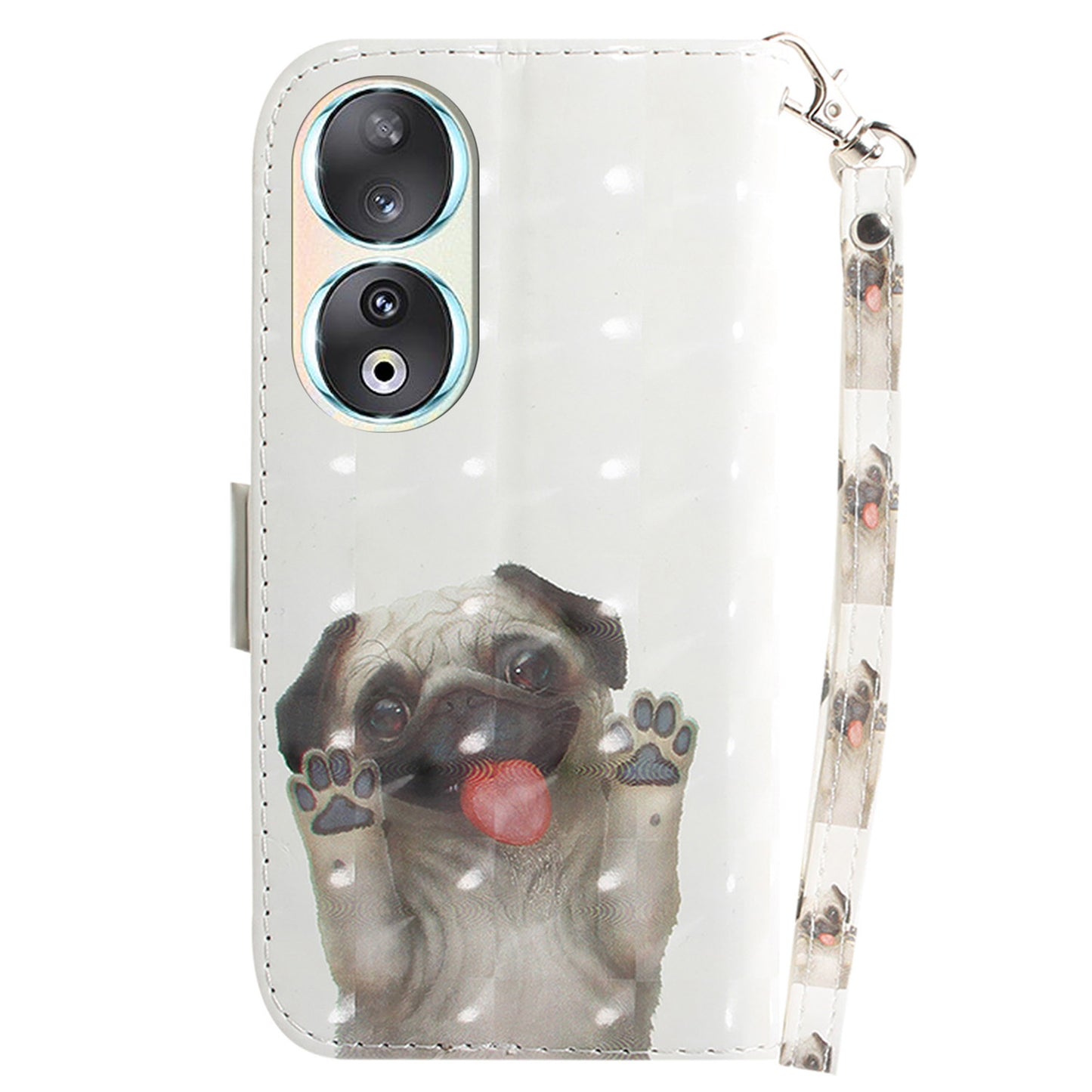 For Honor 90 PU Leather 3D Pattern Printed Phone Case Stand Wallet Drop-proof Cover with Strap