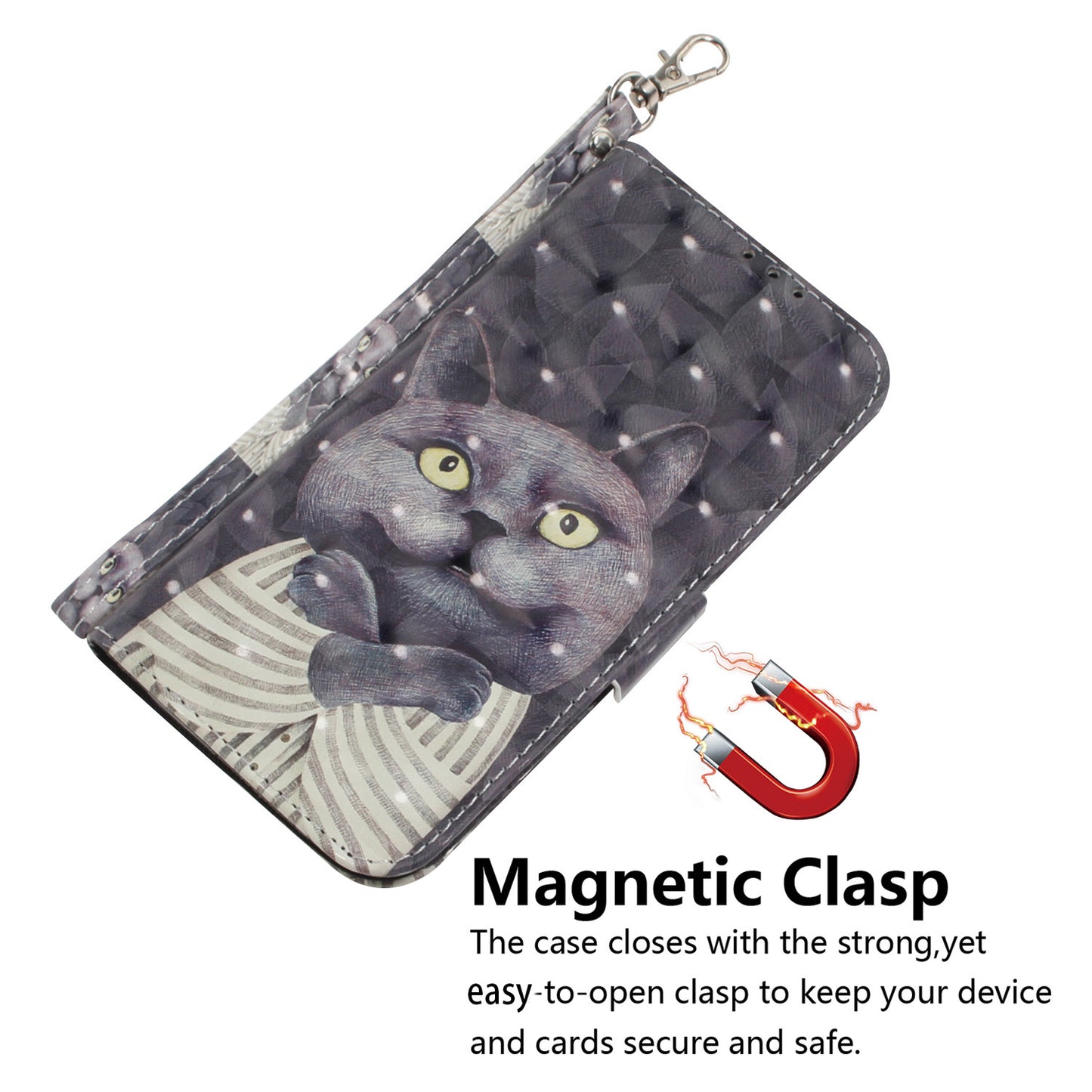 For Honor 90 PU Leather 3D Pattern Printed Phone Case Stand Wallet Drop-proof Cover with Strap