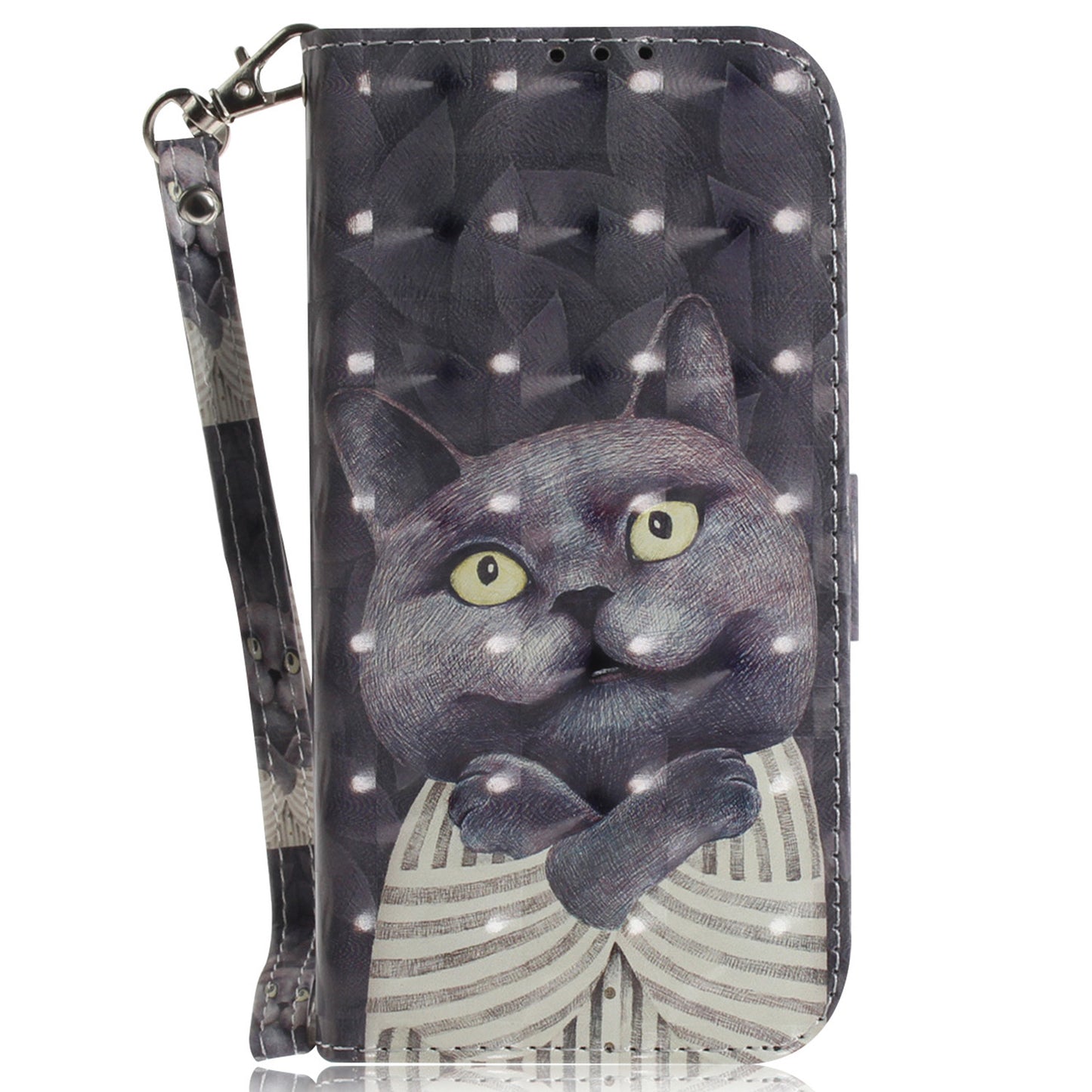 For Honor 90 PU Leather 3D Pattern Printed Phone Case Stand Wallet Drop-proof Cover with Strap