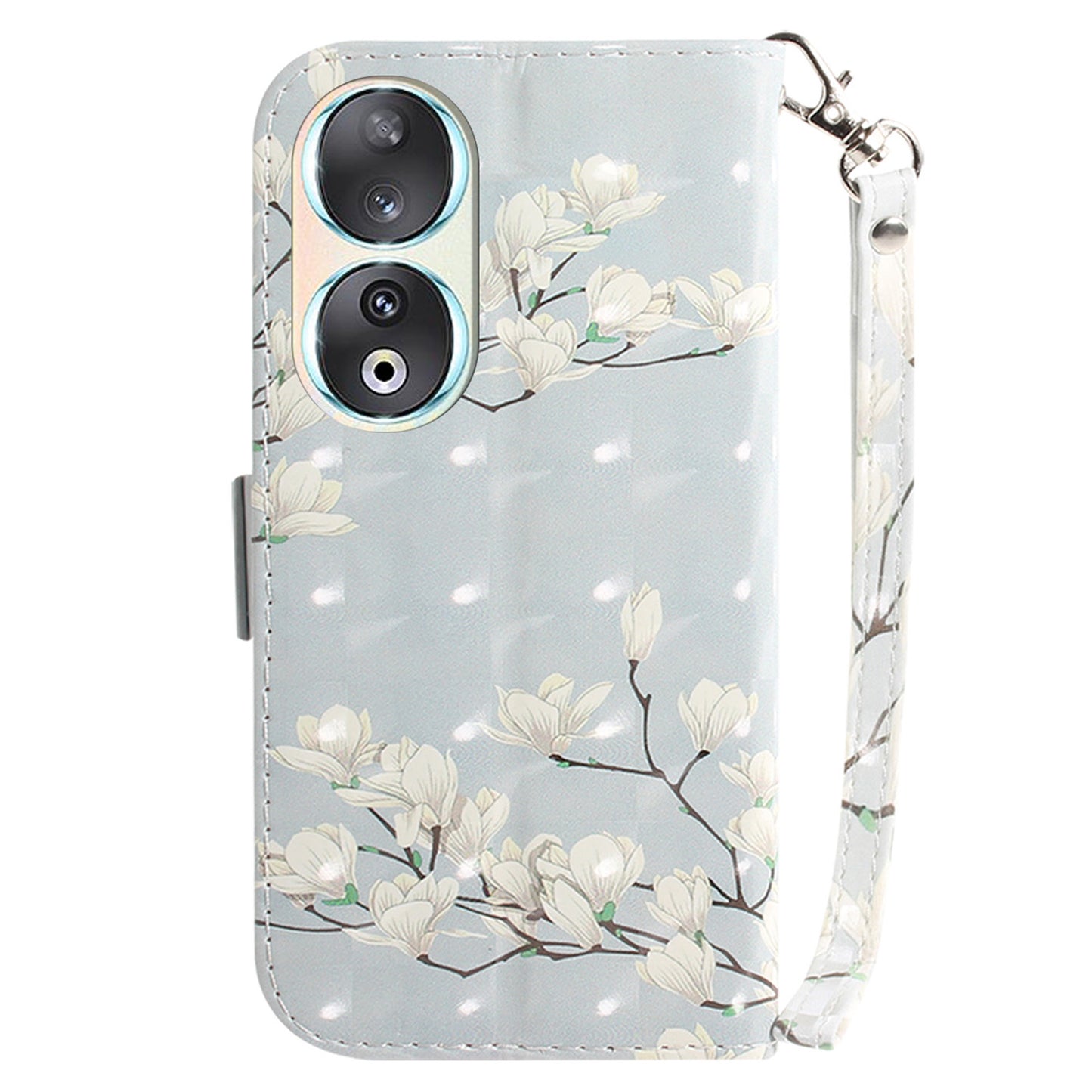 For Honor 90 PU Leather 3D Pattern Printed Phone Case Stand Wallet Drop-proof Cover with Strap