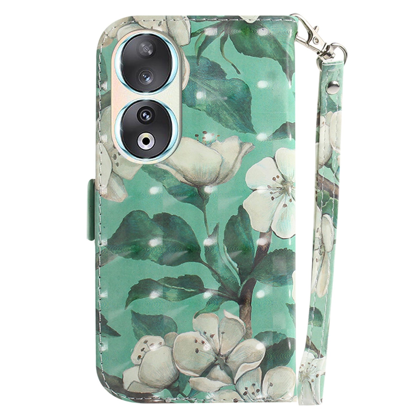 For Honor 90 PU Leather 3D Pattern Printed Phone Case Stand Wallet Drop-proof Cover with Strap