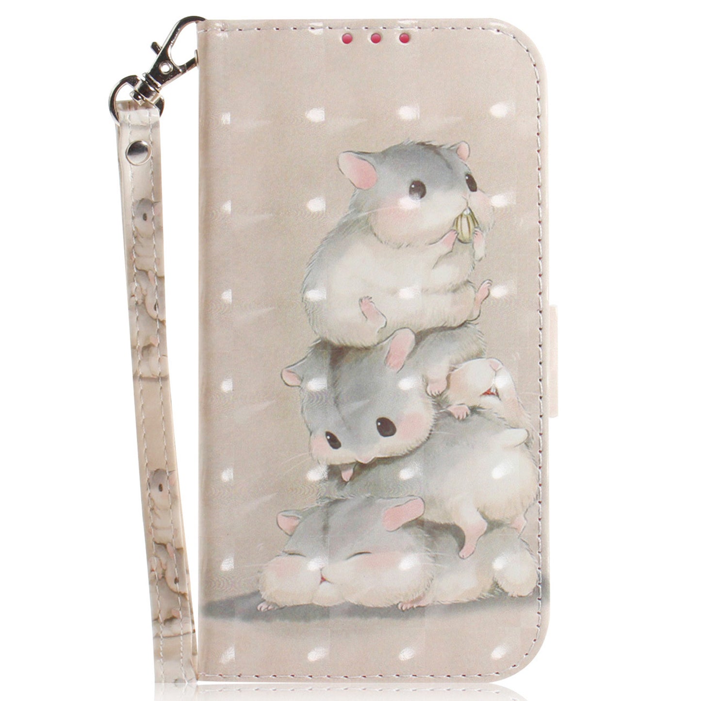 For Honor 90 PU Leather 3D Pattern Printed Phone Case Stand Wallet Drop-proof Cover with Strap