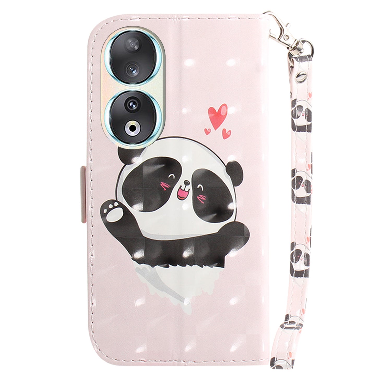 For Honor 90 PU Leather 3D Pattern Printed Phone Case Stand Wallet Drop-proof Cover with Strap
