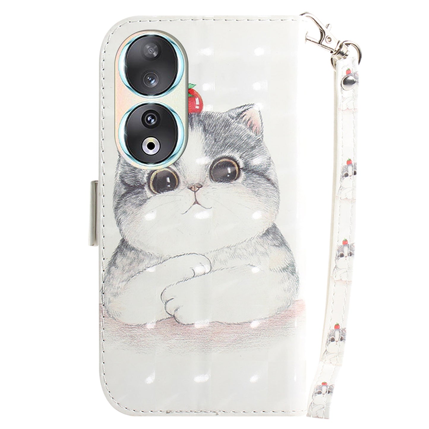 For Honor 90 PU Leather 3D Pattern Printed Phone Case Stand Wallet Drop-proof Cover with Strap