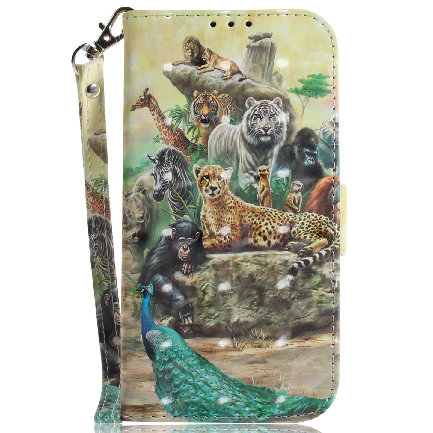 For Honor 90 PU Leather 3D Pattern Printed Phone Case Stand Wallet Drop-proof Cover with Strap
