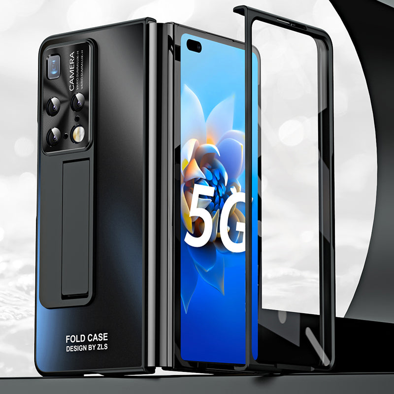 For Huawei Mate X2 4G / 5G Hard PC Shockproof Phone Case AG Matte Kickstand Cover with Front Screen Protector