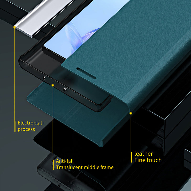For Honor 90 Lite 5G / X50i 5G PU Leather+PC Electroplating Phone Cover Anti-drop Stand Case