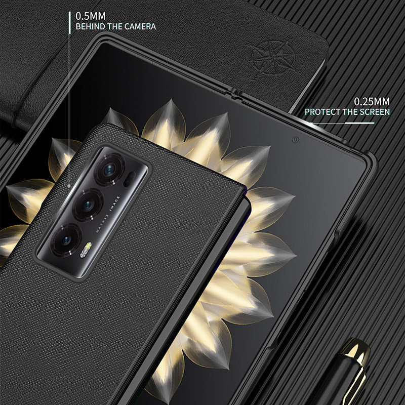 For Honor Magic V2 5G PU Leather + PC Rubberized Phone Case Cross Texture Folding Cover