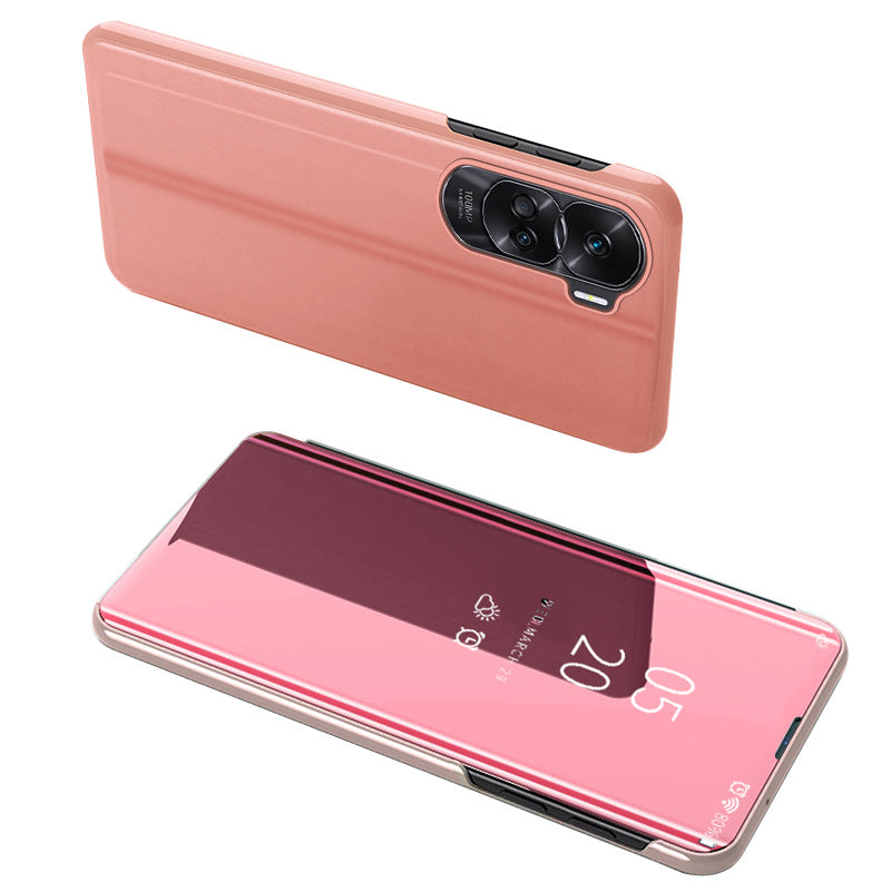 For Honor 90 Lite 5G / X50i 5G View Window Mirror Surface Phone Case Electroplating Leather Anti-drop Cover