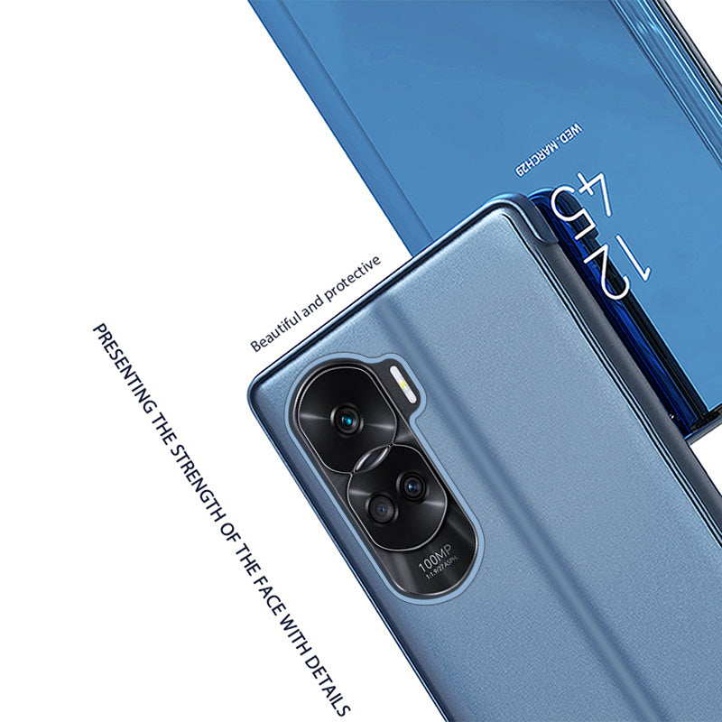 For Honor 90 Lite 5G / X50i 5G View Window Mirror Surface Phone Case Electroplating Leather Anti-drop Cover