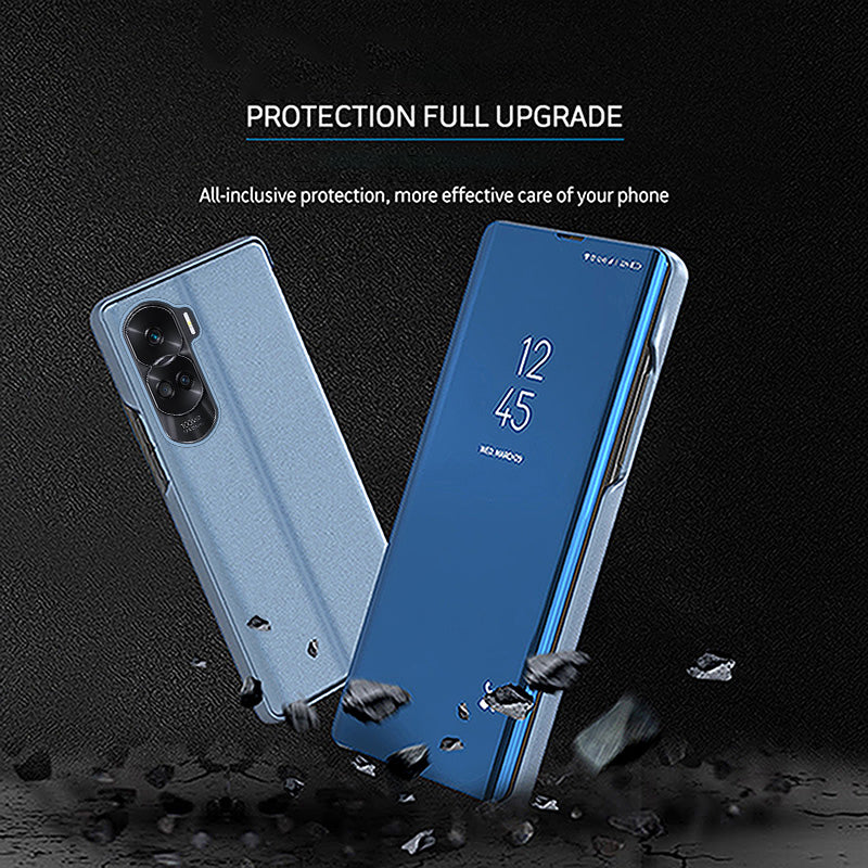 For Honor 90 Lite 5G / X50i 5G View Window Mirror Surface Phone Case Electroplating Leather Anti-drop Cover