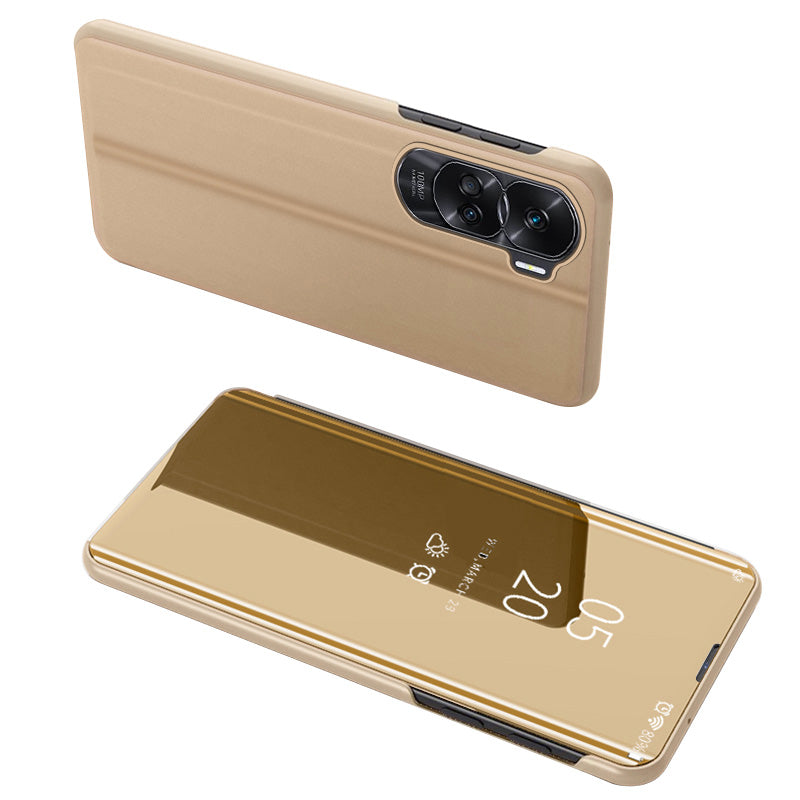 For Honor 90 Lite 5G / X50i 5G View Window Mirror Surface Phone Case Electroplating Leather Anti-drop Cover