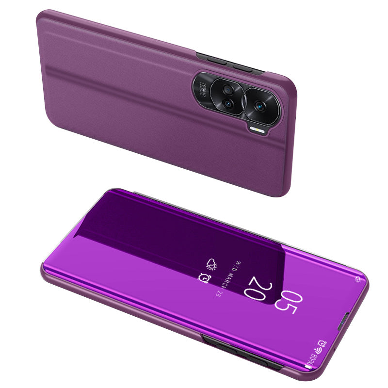 For Honor 90 Lite 5G / X50i 5G View Window Mirror Surface Phone Case Electroplating Leather Anti-drop Cover