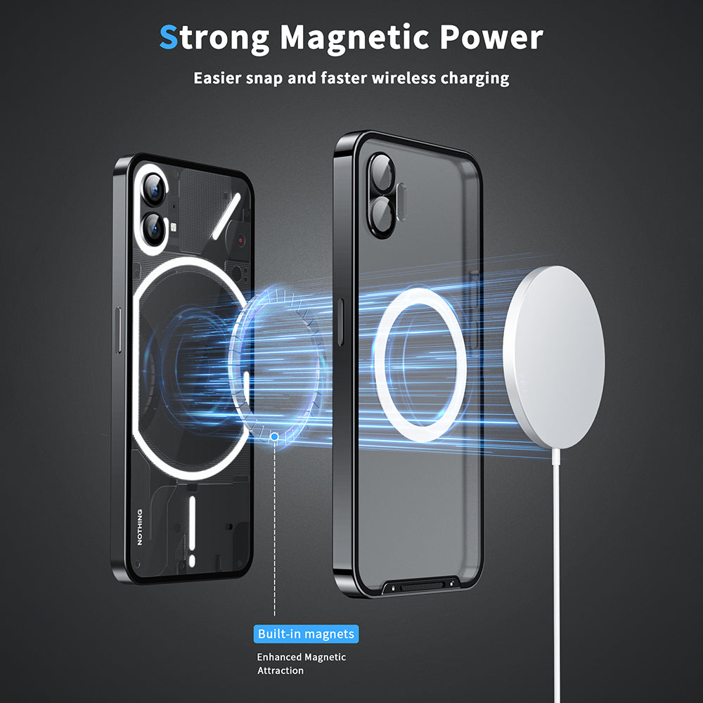 Magic Shield Magnetic Series Phone Case for Nothing Phone (2) Compatible with MagSafe, Metal Frame Protective Cover with Lens Cover