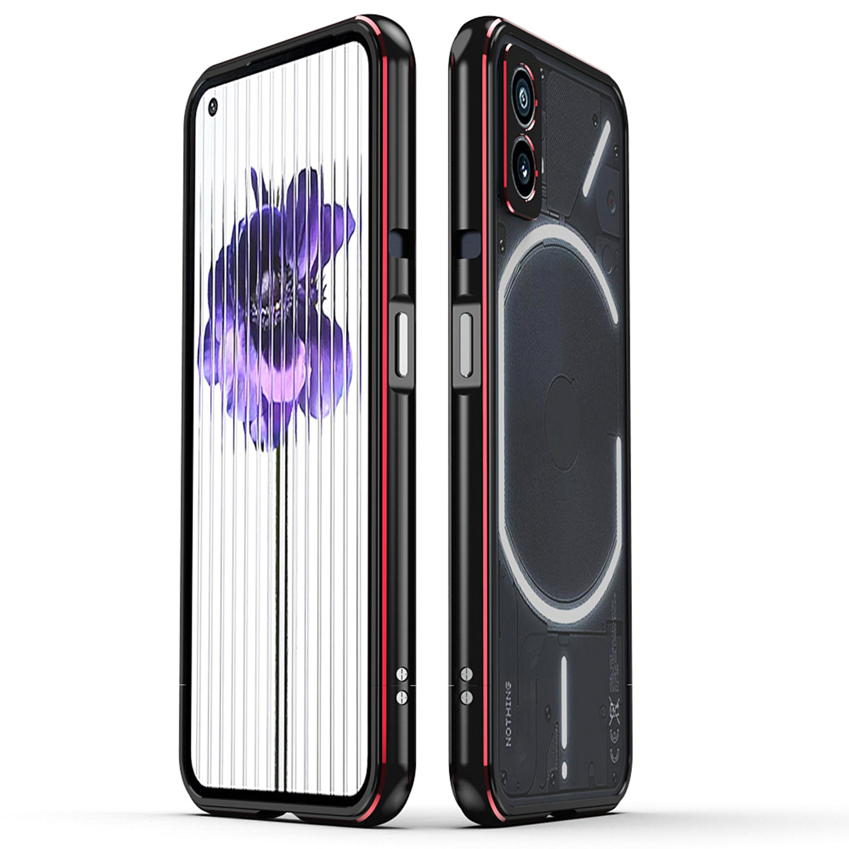 For Nothing Phone (2) Metal Frame Bumper Case Shock Absorbent Bumper Cover with Camera Lens Guard