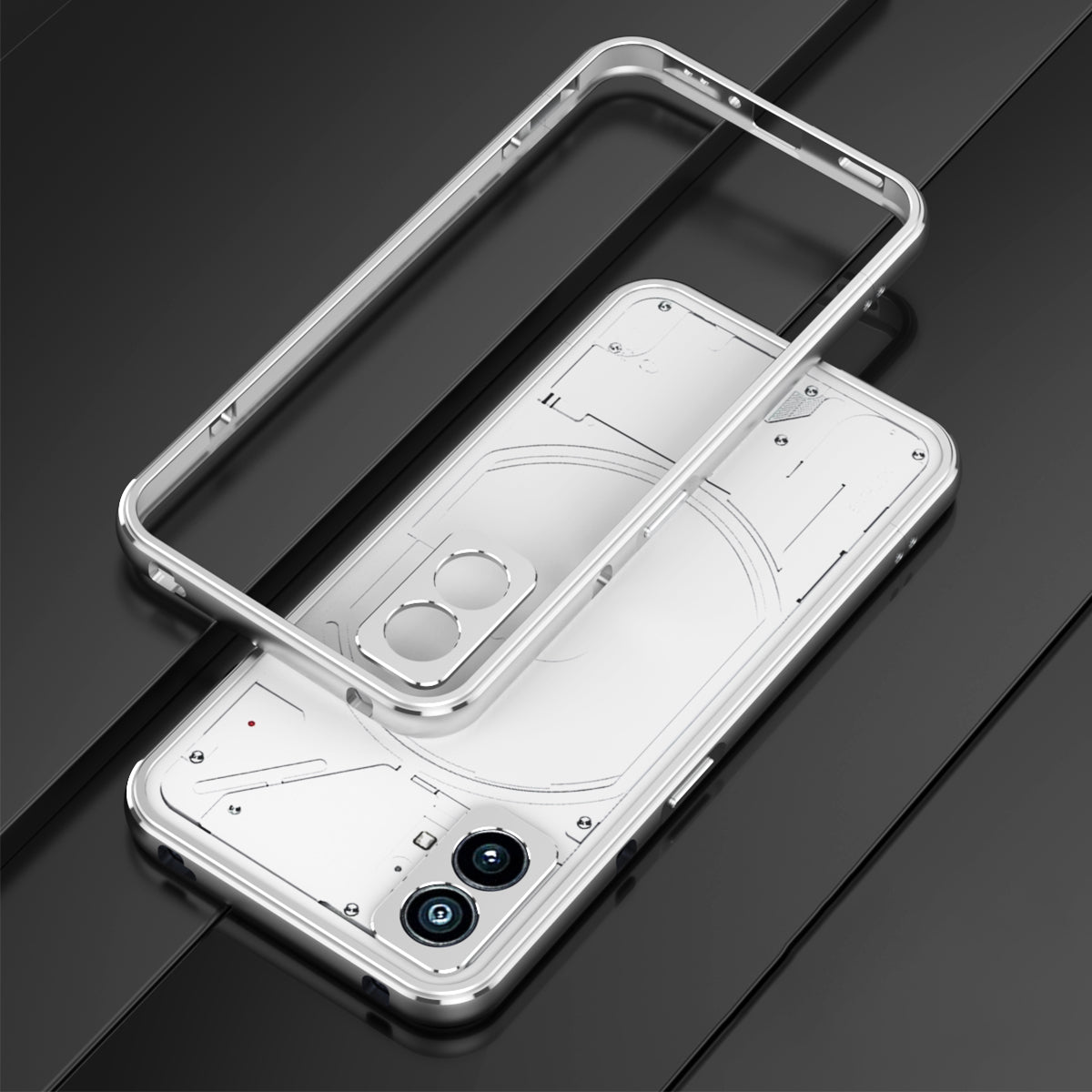 For Nothing Phone (2) Metal Frame Bumper Case Shock Absorbent Bumper Cover with Camera Lens Guard