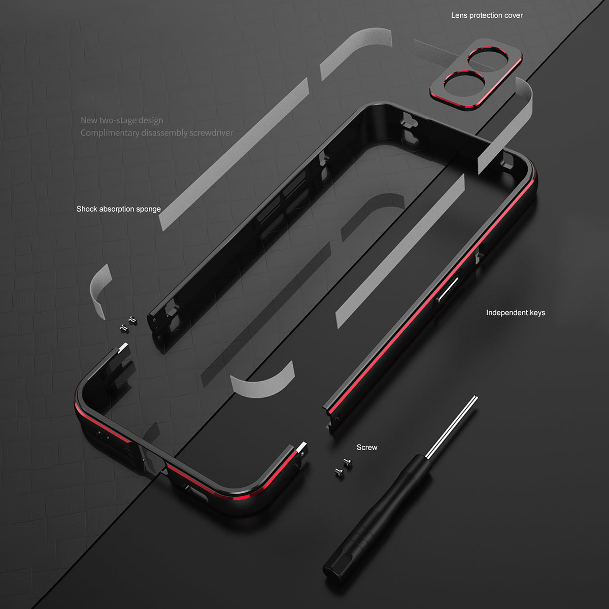 For Nothing Phone (2) Metal Frame Bumper Case Shock Absorbent Bumper Cover with Camera Lens Guard