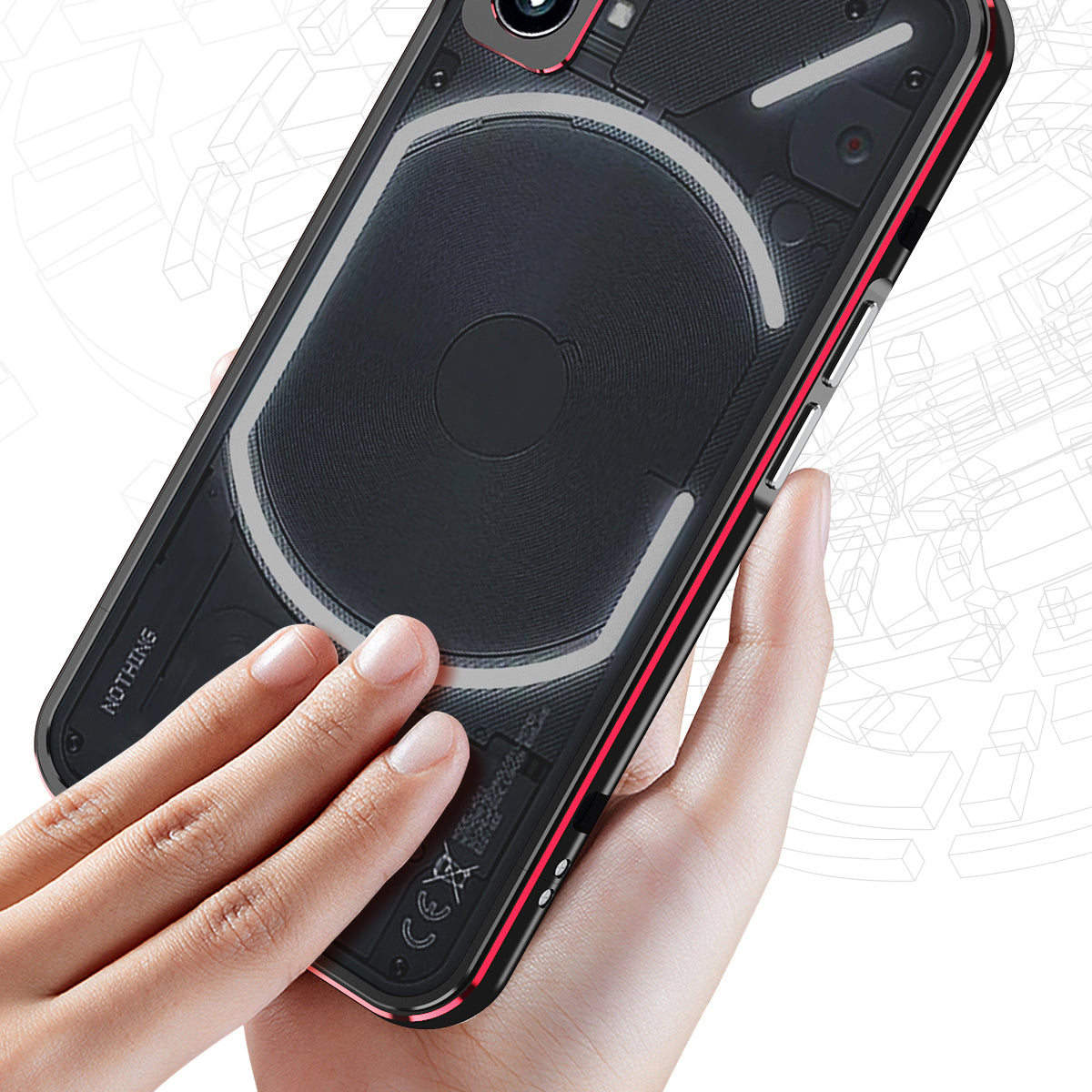 For Nothing Phone (2) Metal Frame Bumper Case Shock Absorbent Bumper Cover with Camera Lens Guard
