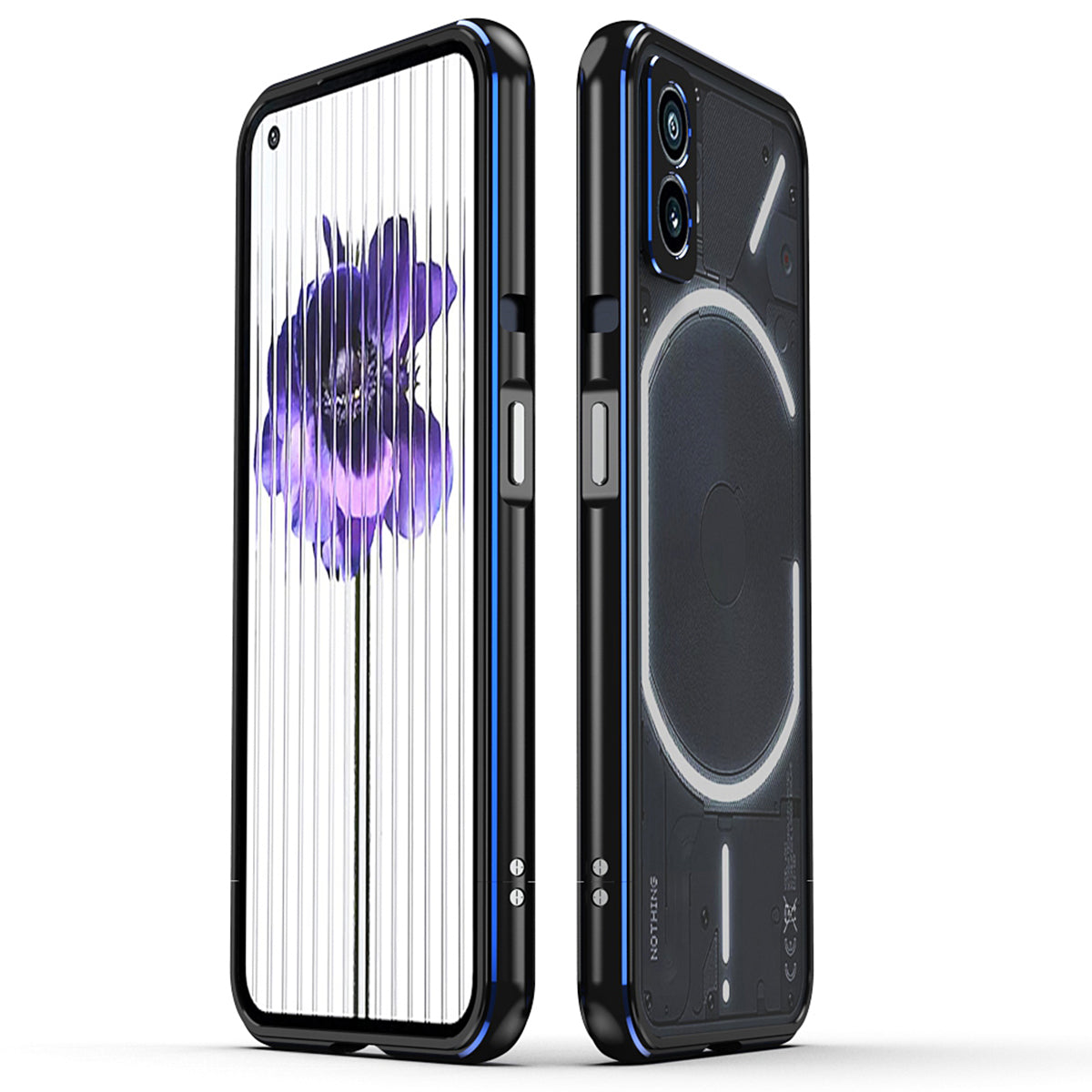 For Nothing Phone (2) Metal Frame Bumper Case Shock Absorbent Bumper Cover with Camera Lens Guard