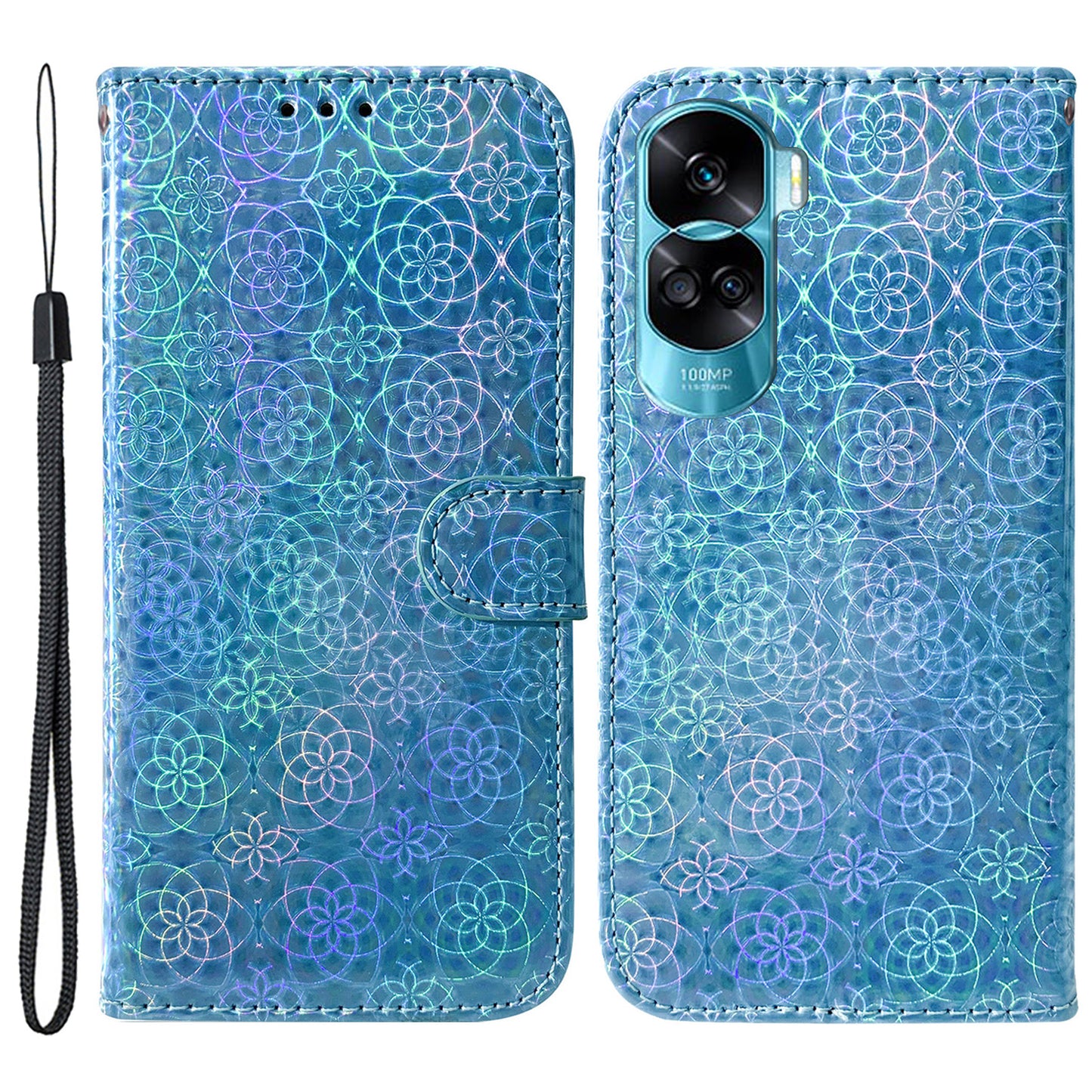 For Honor 90 Lite 5G / X50i 5G Dazzling Flower Pattern Wallet Case Cell Phone PU Leather Stand Cover