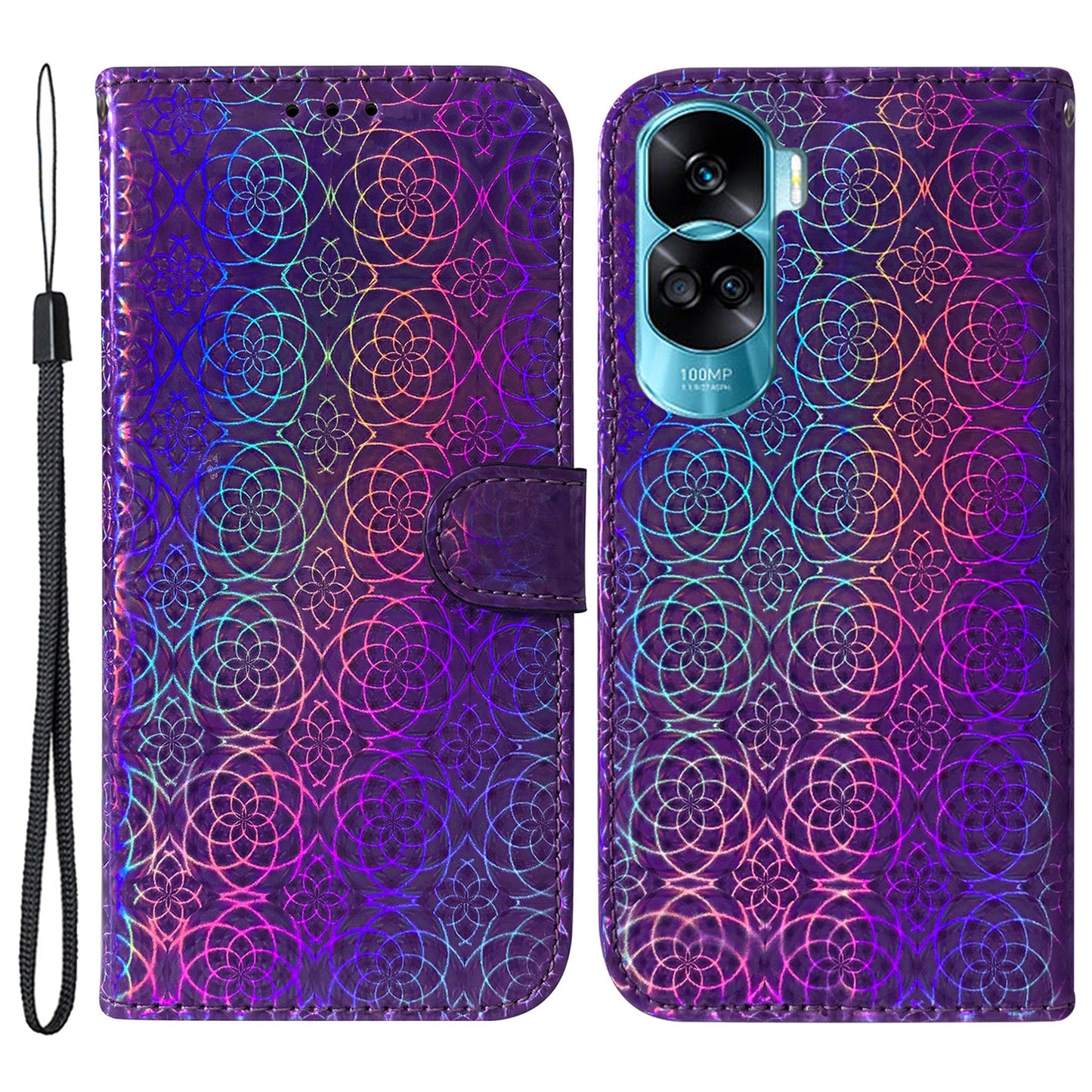 For Honor 90 Lite 5G / X50i 5G Dazzling Flower Pattern Wallet Case Cell Phone PU Leather Stand Cover