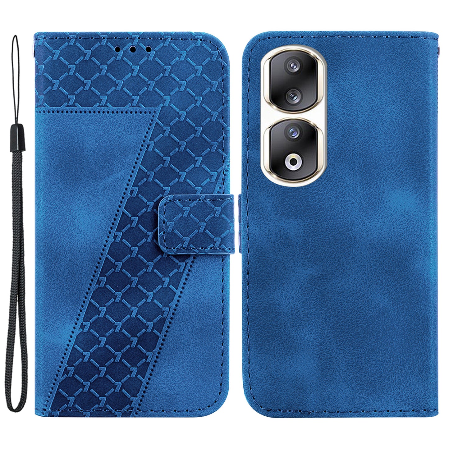 For Honor 90 Pro PU Leather Stand Cover 7-Shape Imprinted Flip Wallet Phone Case