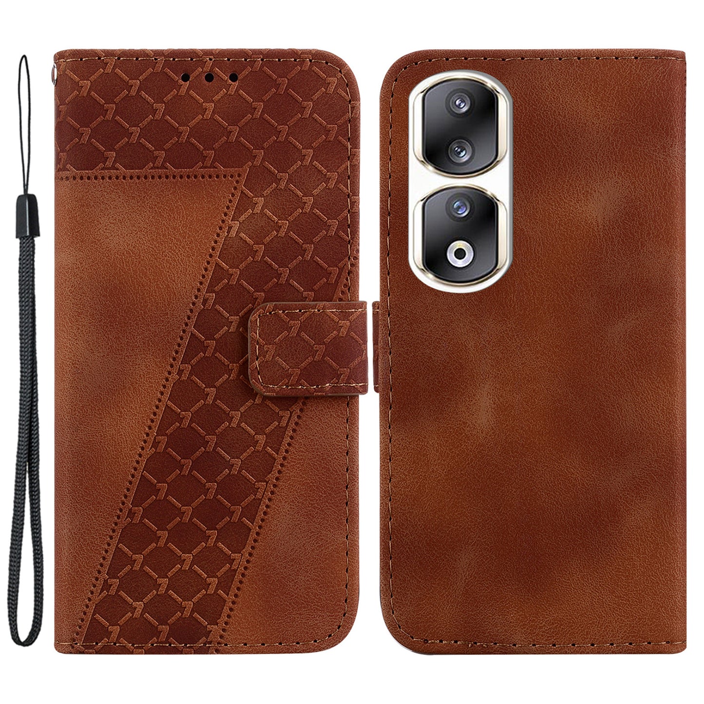 For Honor 90 Pro PU Leather Stand Cover 7-Shape Imprinted Flip Wallet Phone Case