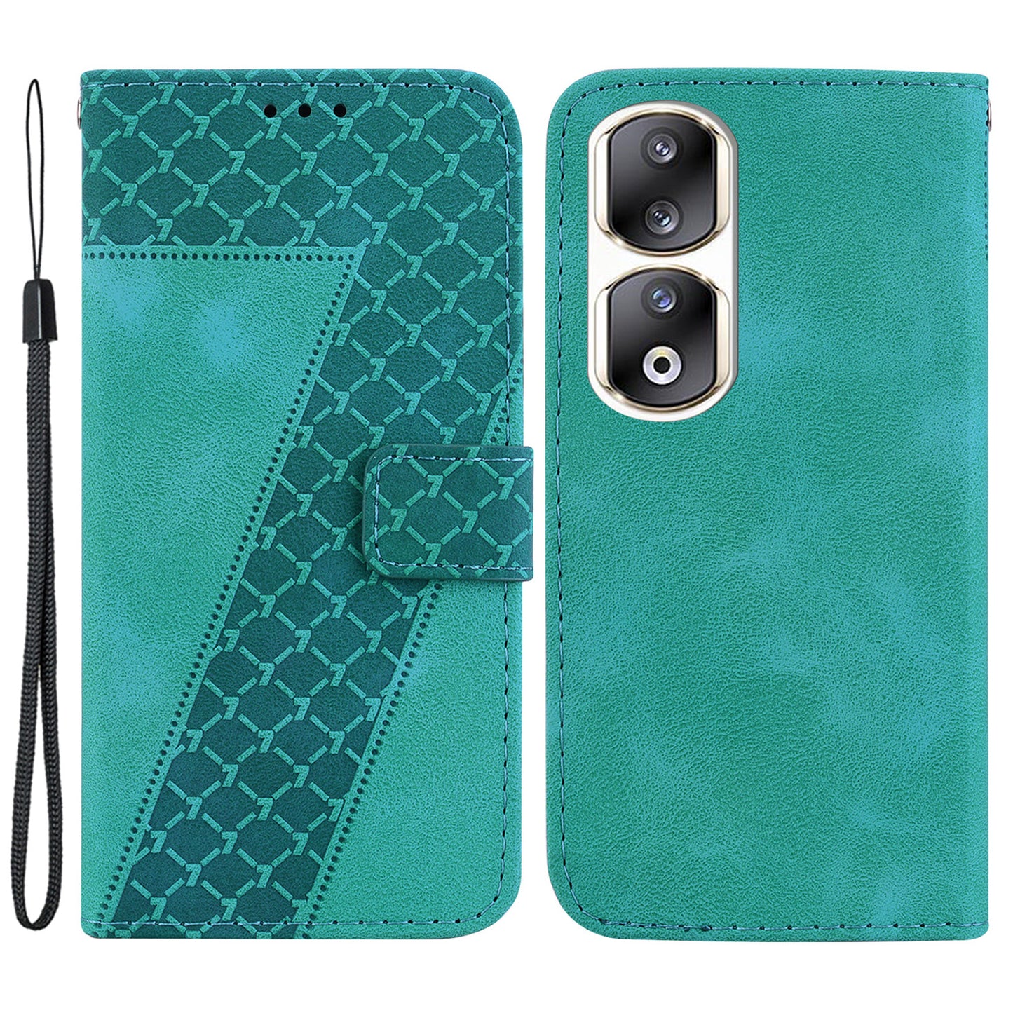 For Honor 90 Pro PU Leather Stand Cover 7-Shape Imprinted Flip Wallet Phone Case