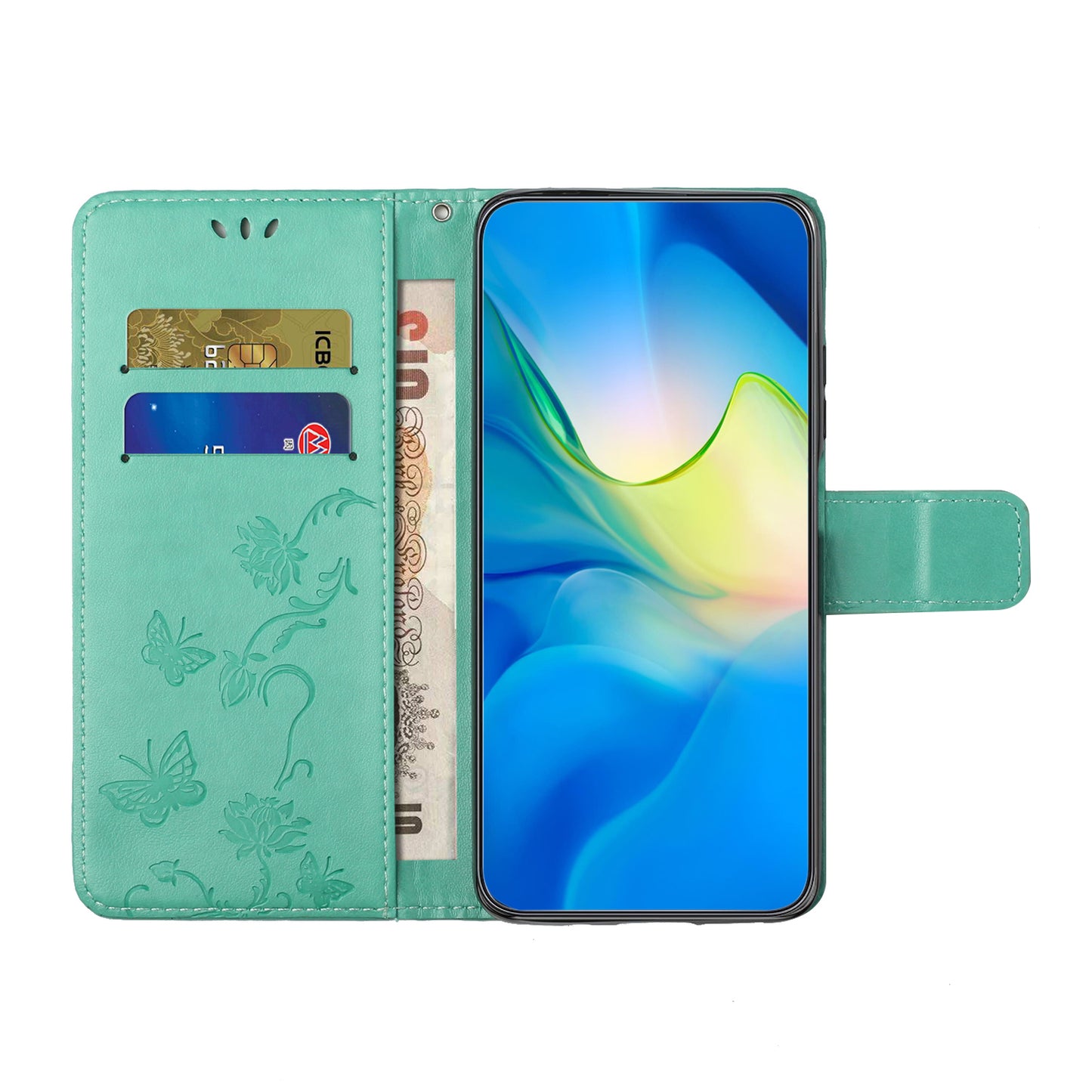 For Honor X6a 4G PU Leather Wallet Phone Case Butterfly Flower Imprinted Stand Cover