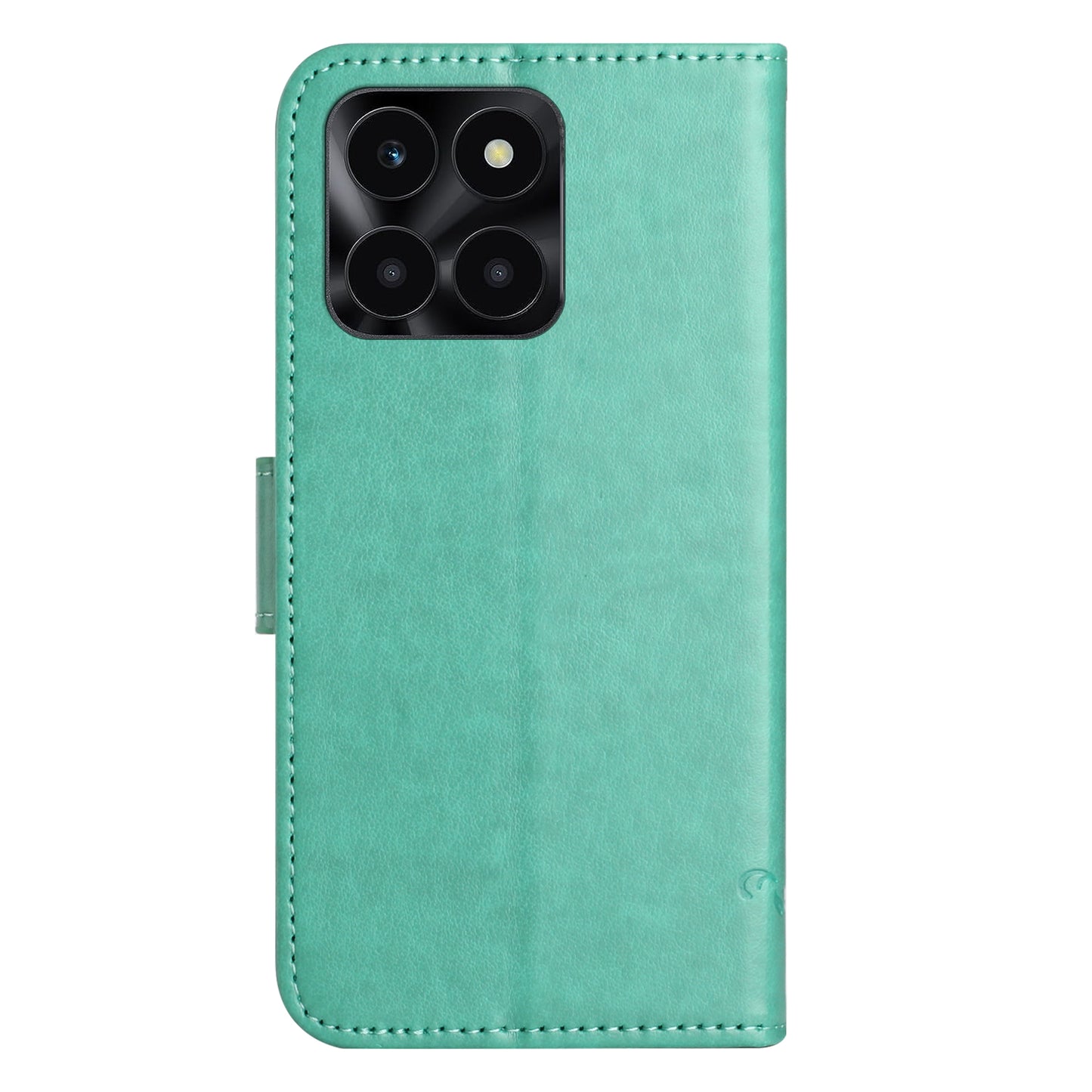For Honor X6a 4G PU Leather Wallet Phone Case Butterfly Flower Imprinted Stand Cover