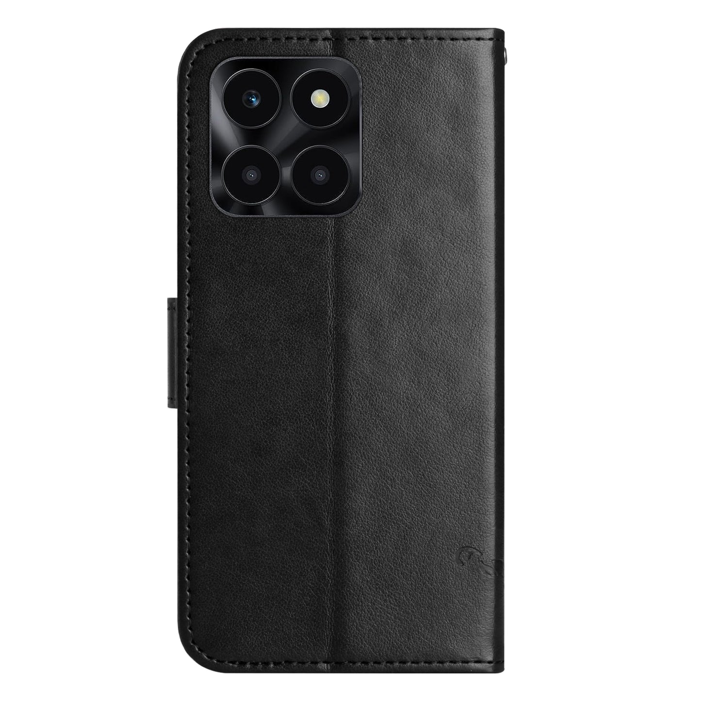 For Honor X6a 4G PU Leather Wallet Phone Case Butterfly Flower Imprinted Stand Cover