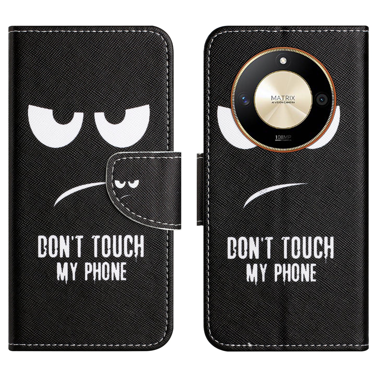 For Honor X50 PU Leather Cross Texture Phone Case Wallet Stand Pattern Printing Cover