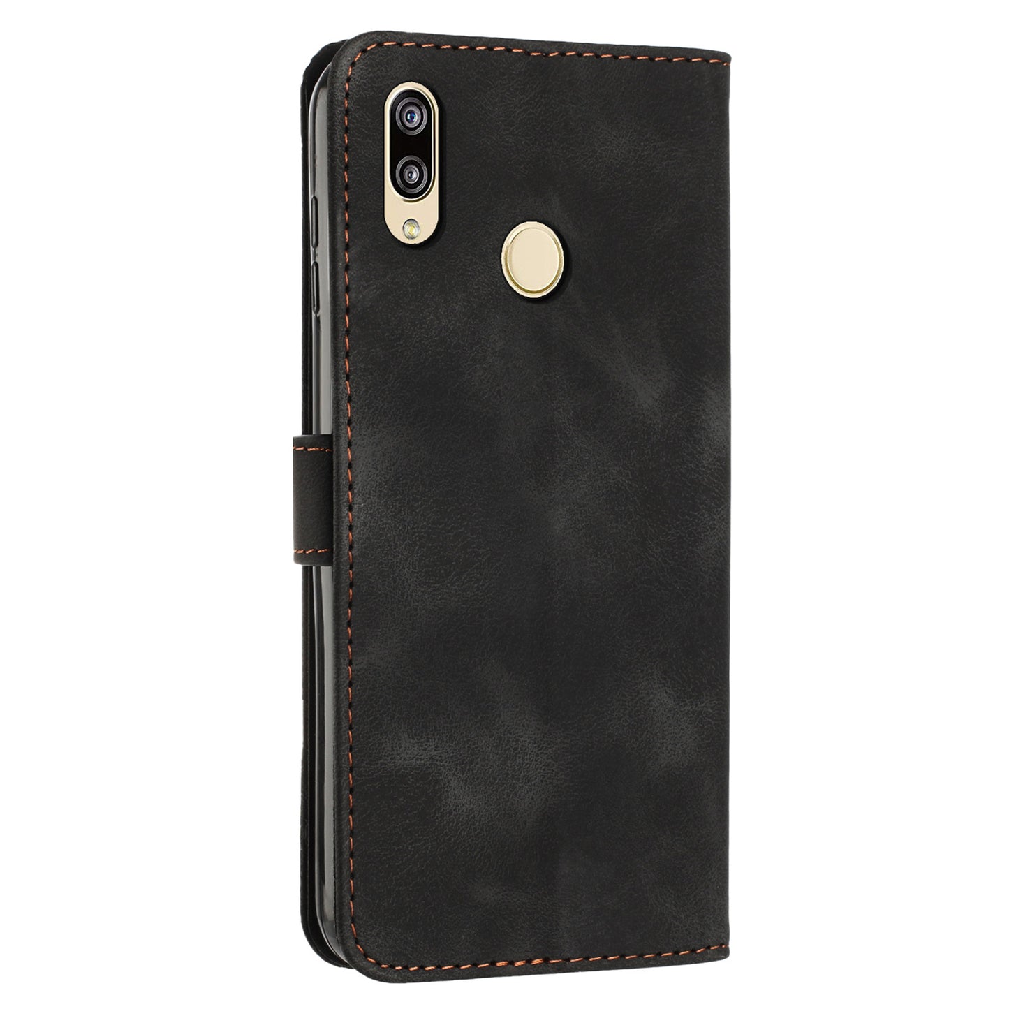 For Honor 8X / 9X Lite Triangle Imprinted Anti-fall Cover Leather Wallet Stand Cell Phone Case with Strap