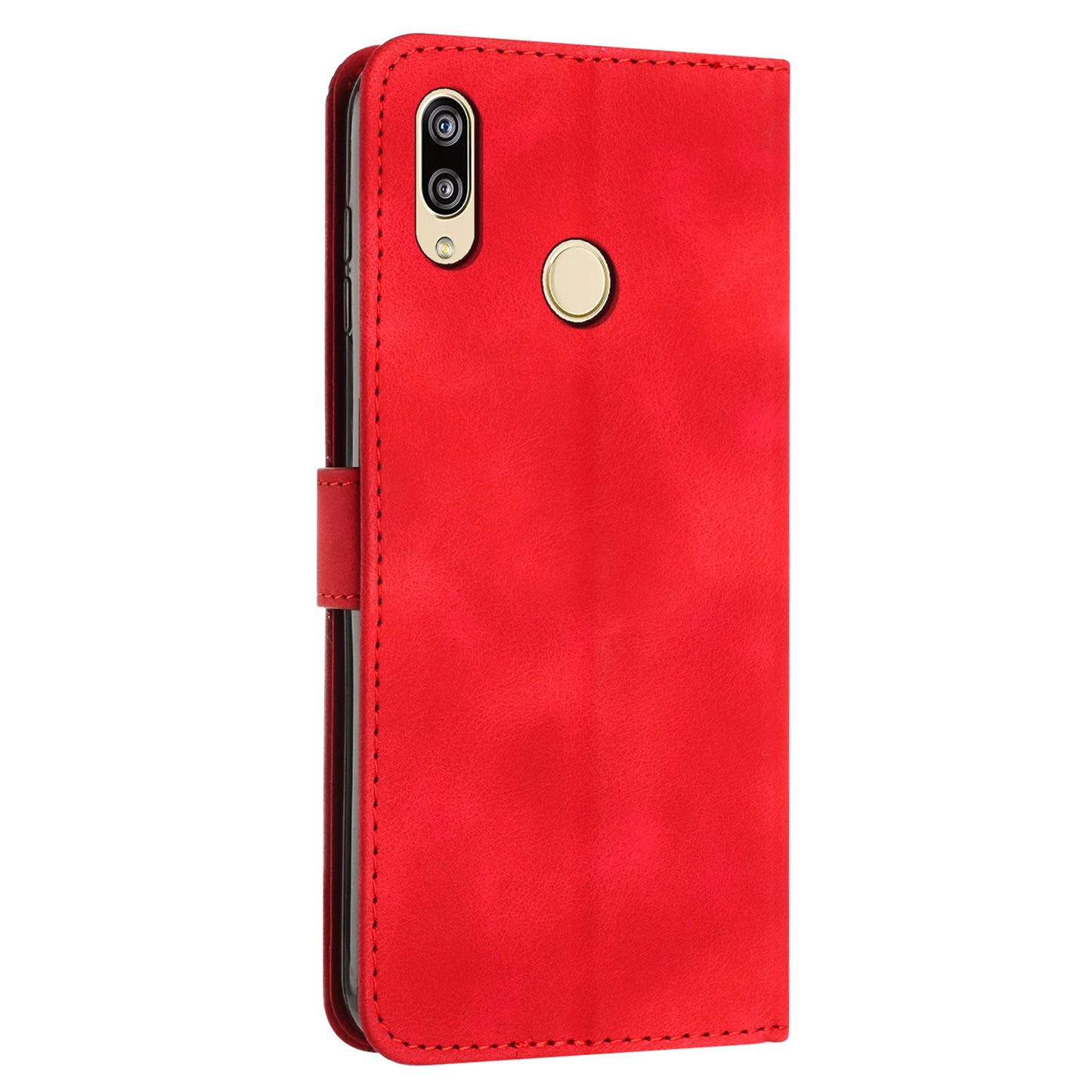 For Honor 8X / 9X Lite Triangle Imprinted Anti-fall Cover Leather Wallet Stand Cell Phone Case with Strap