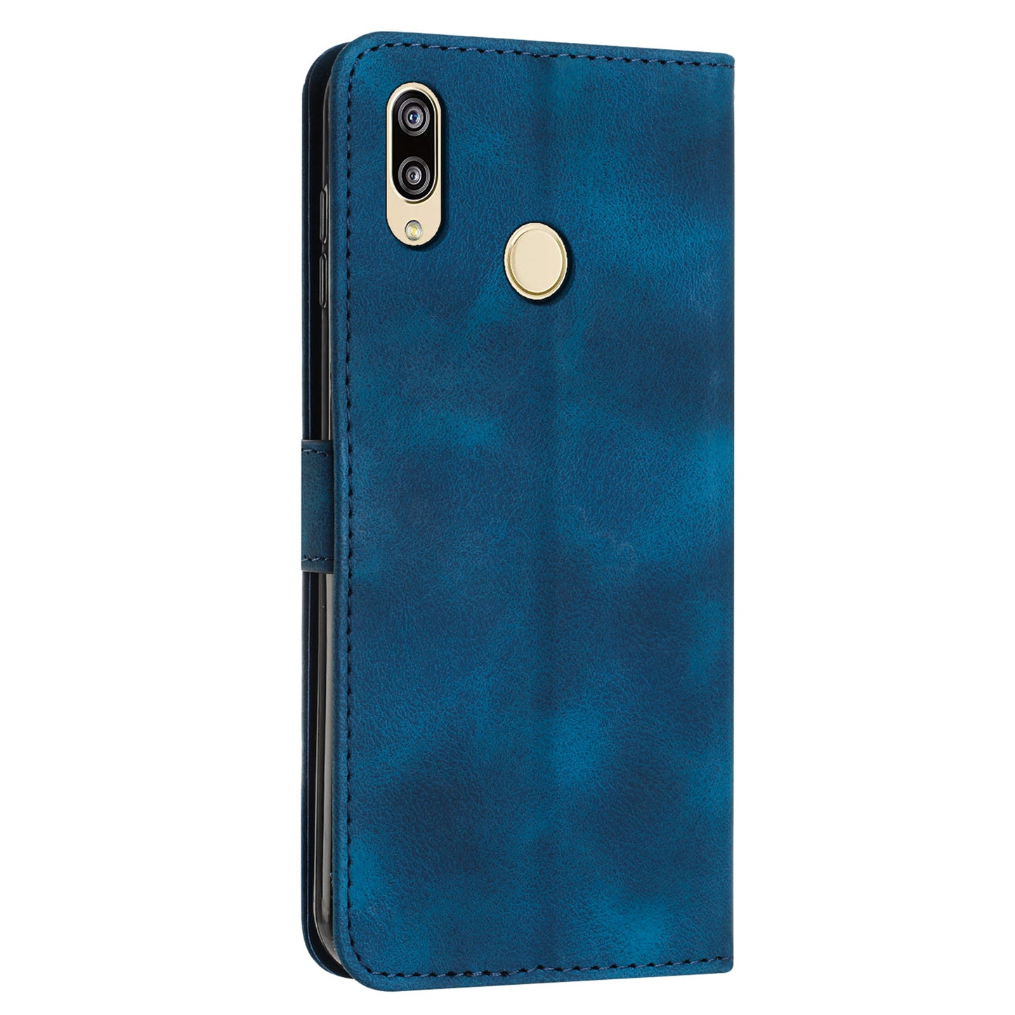 For Honor 8X / 9X Lite Triangle Imprinted Anti-fall Cover Leather Wallet Stand Cell Phone Case with Strap