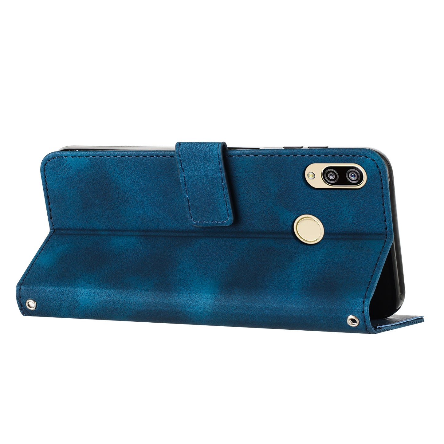 For Honor 8X / 9X Lite Triangle Imprinted Anti-fall Cover Leather Wallet Stand Cell Phone Case with Strap