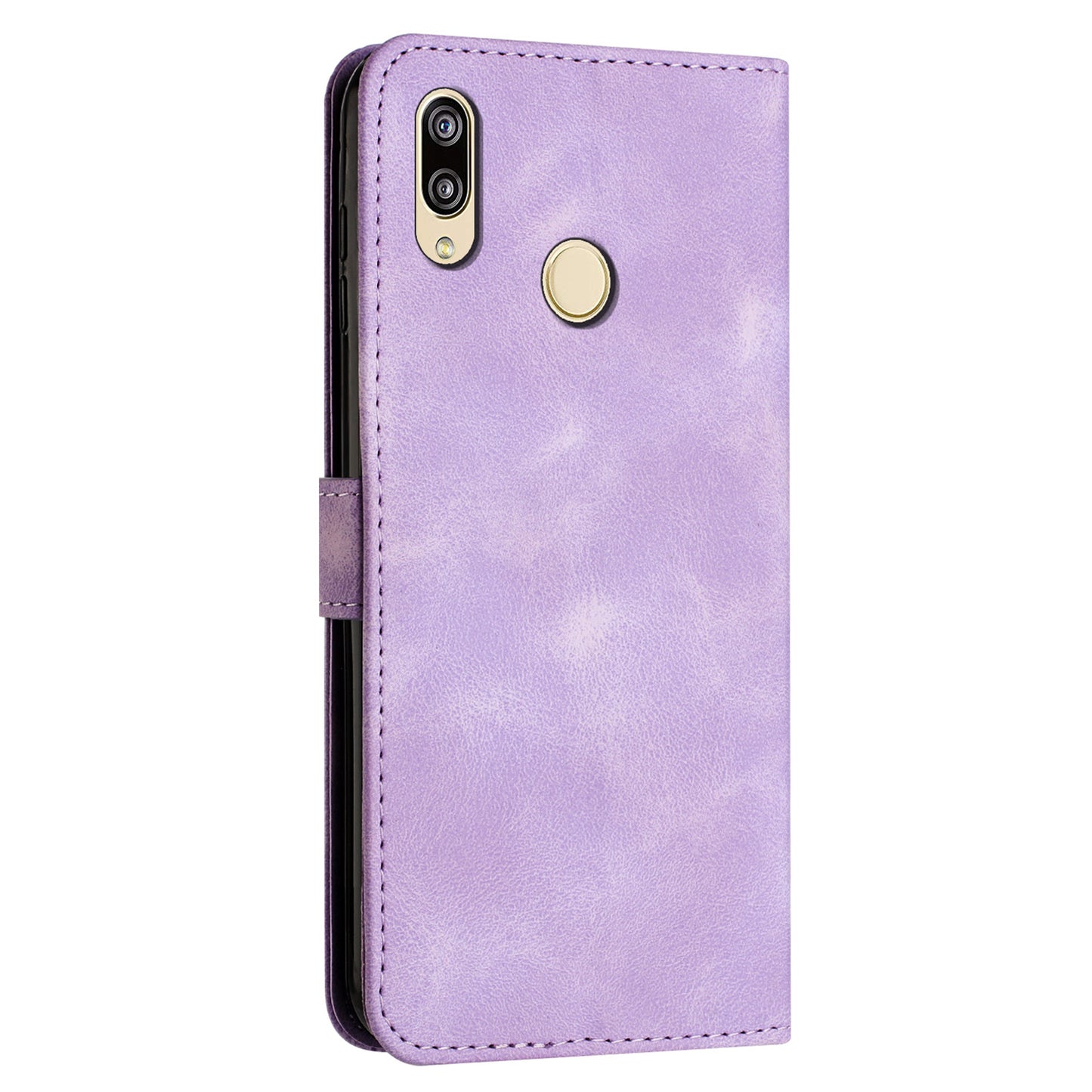 For Honor 8X / 9X Lite Triangle Imprinted Anti-fall Cover Leather Wallet Stand Cell Phone Case with Strap