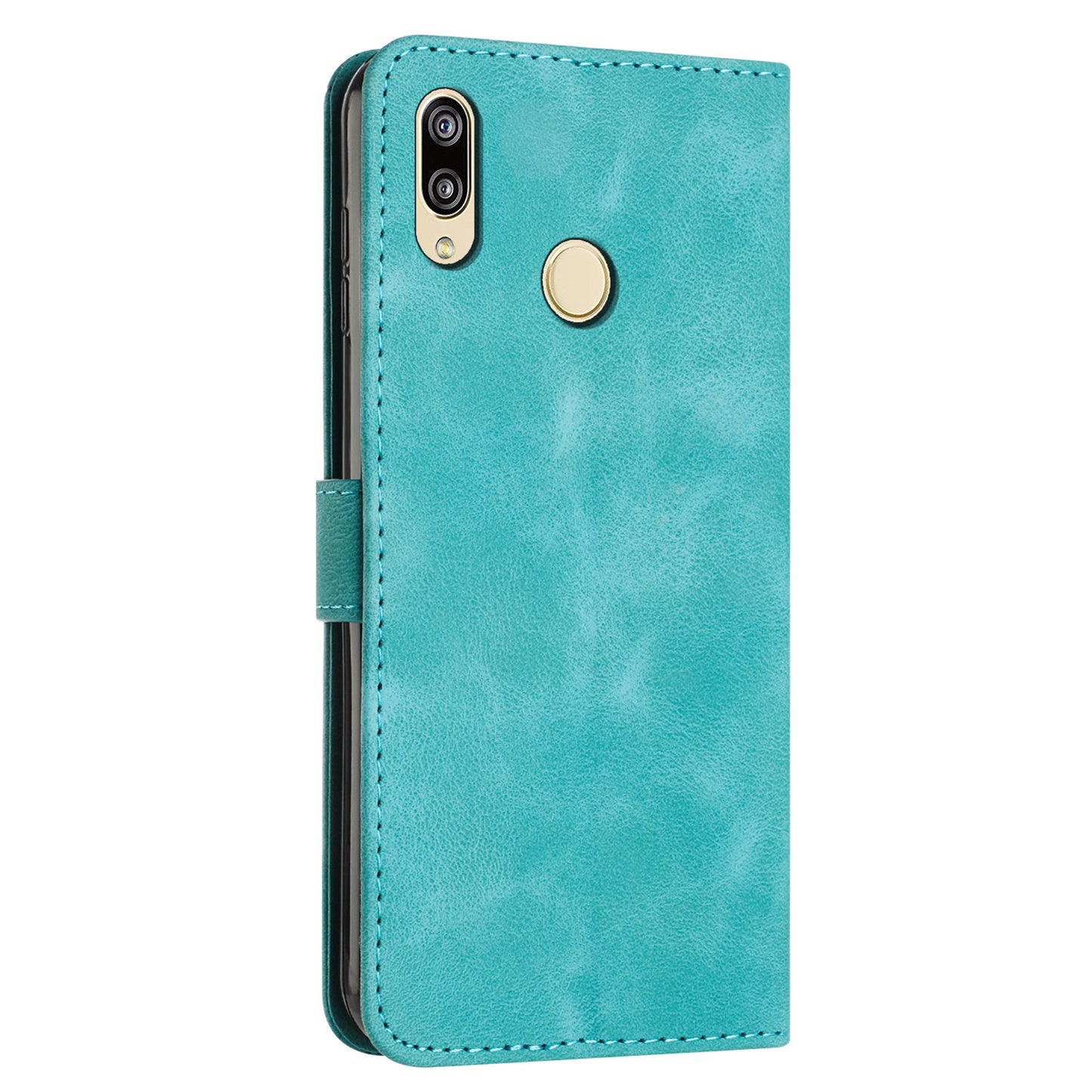 For Honor 8X / 9X Lite Triangle Imprinted Anti-fall Cover Leather Wallet Stand Cell Phone Case with Strap