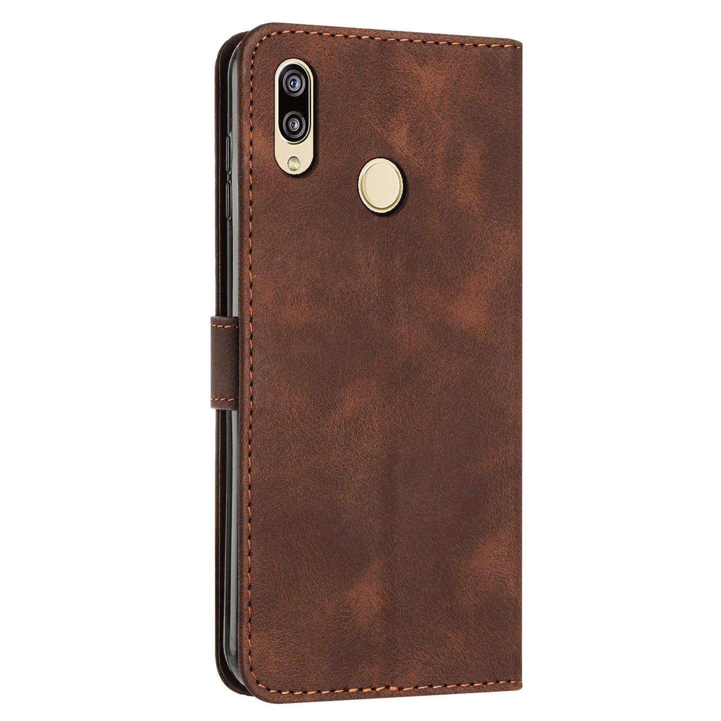 For Honor 8X / 9X Lite Triangle Imprinted Anti-fall Cover Leather Wallet Stand Cell Phone Case with Strap
