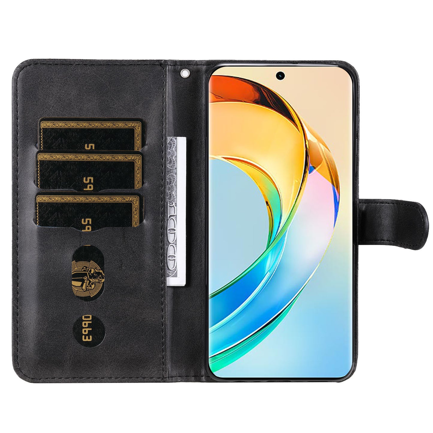 For Honor X50 Calf Texture Anti-drop Case Zipper Pocket Wallet Stand Smartphone Cover