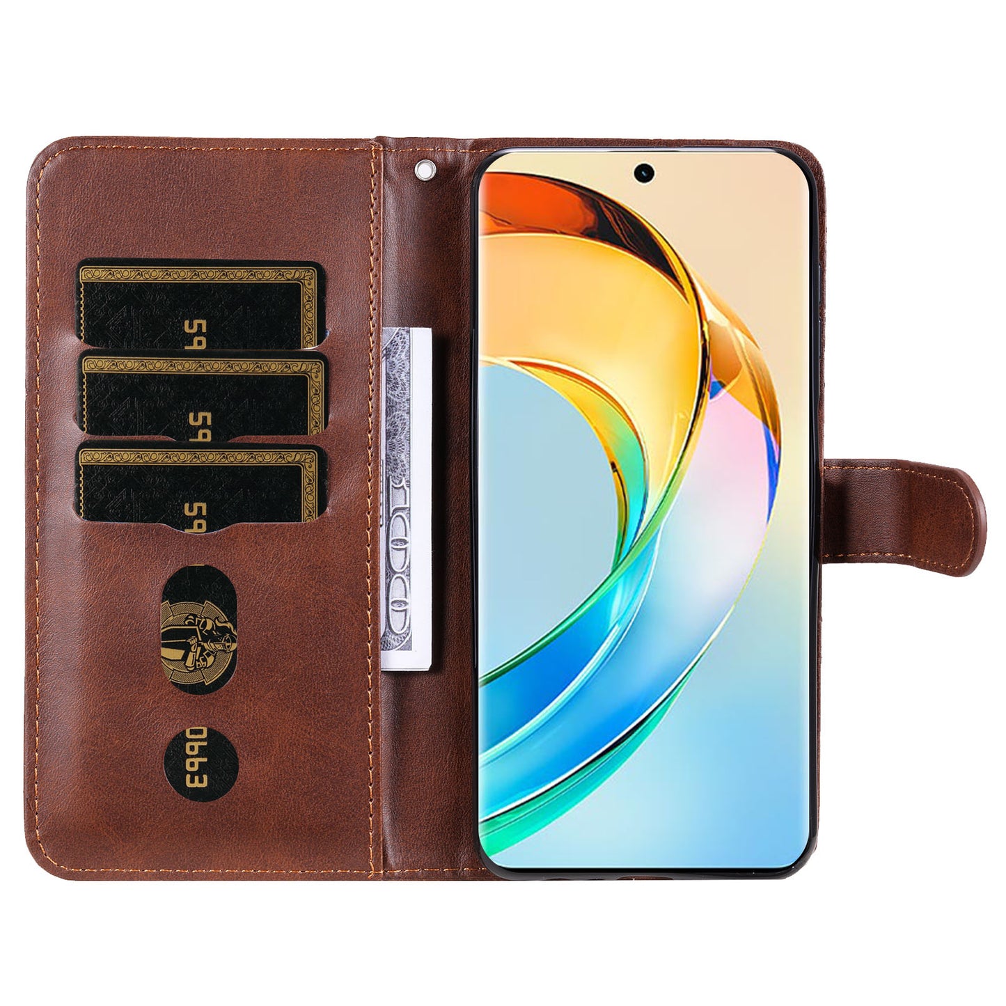 For Honor X50 Calf Texture Anti-drop Case Zipper Pocket Wallet Stand Smartphone Cover