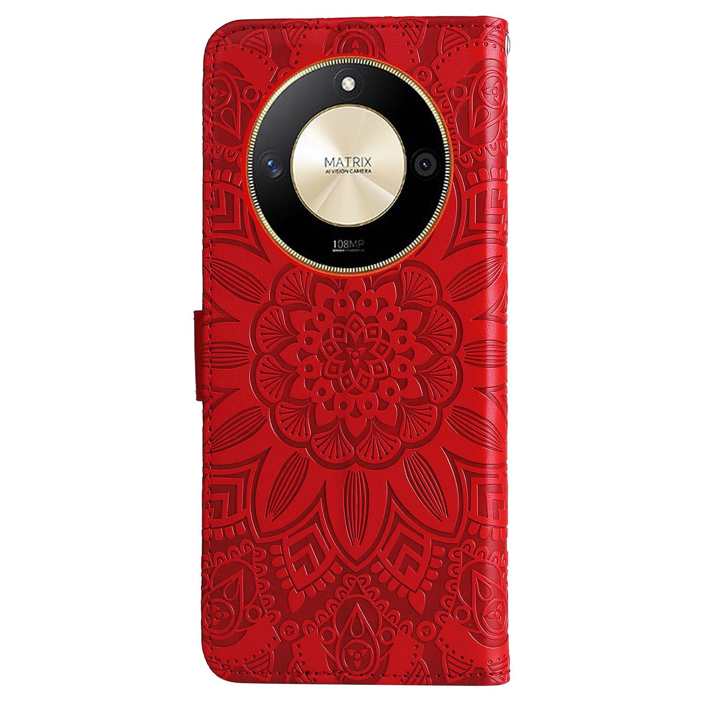 For Honor X50 PU Leather Wallet Stand Case Sunflower Imprinted Shockproof Phone Cover