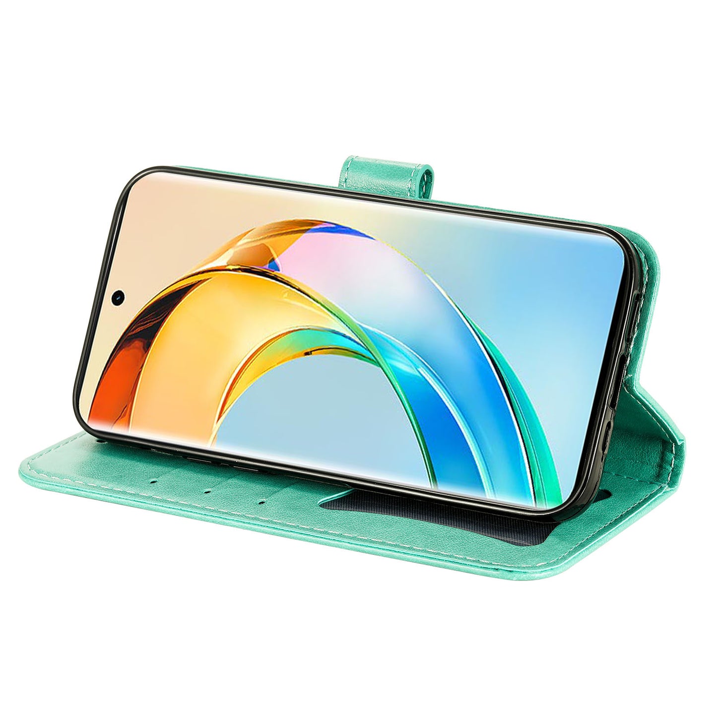For Honor X50 Flower Imprint PU Leather Cover Folding Stand Wallet Phone Case