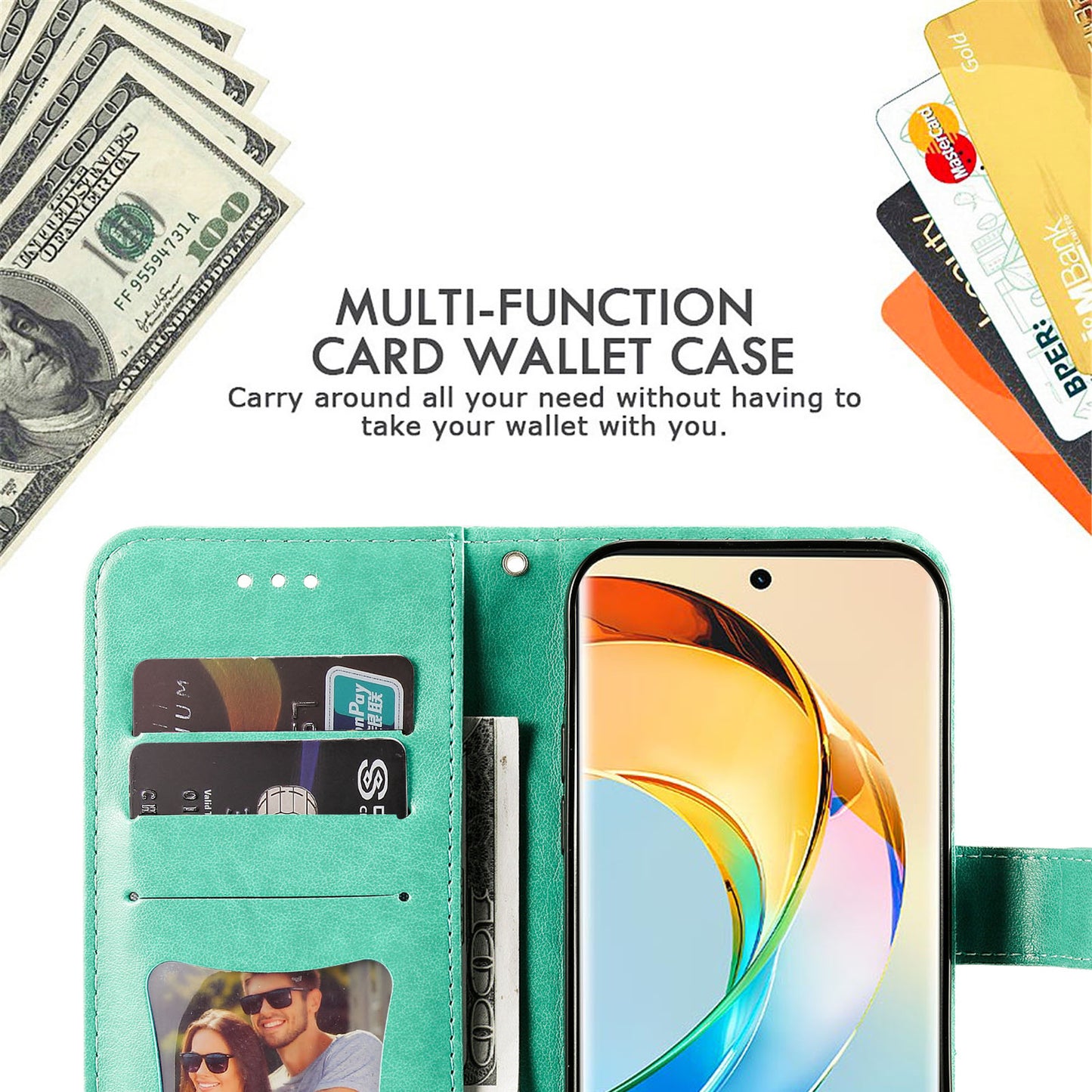 For Honor X50 Flower Imprint PU Leather Cover Folding Stand Wallet Phone Case