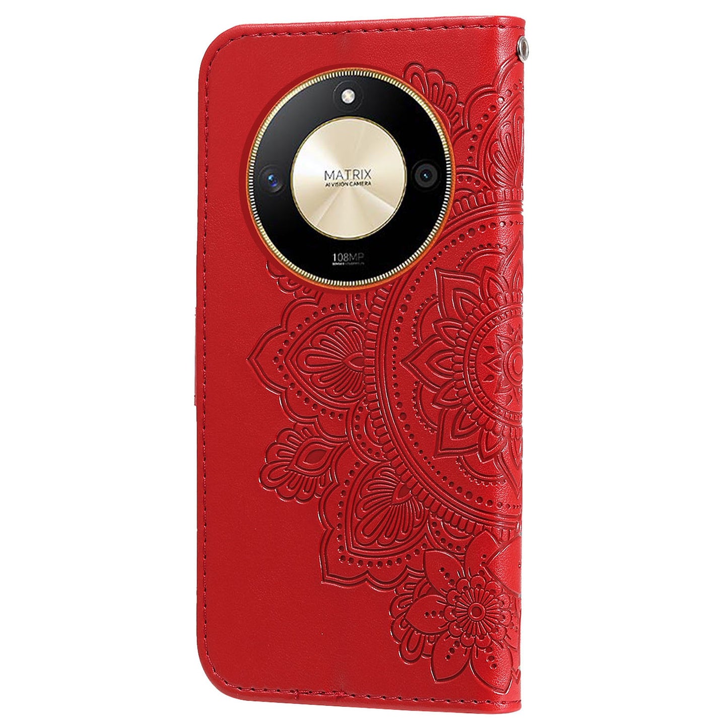 For Honor X50 Flower Imprint PU Leather Cover Folding Stand Wallet Phone Case