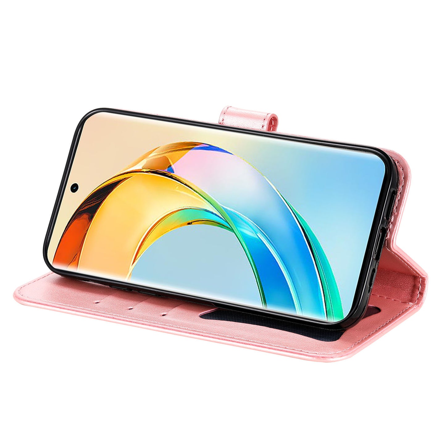 For Honor X50 Flower Imprint PU Leather Cover Folding Stand Wallet Phone Case