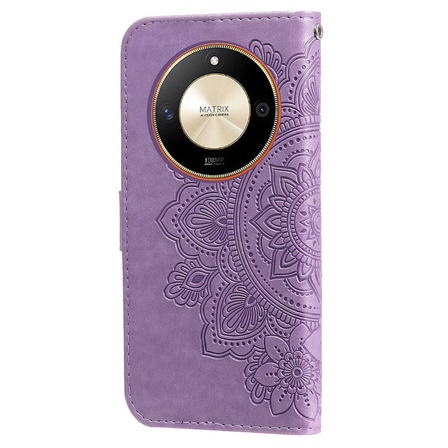 For Honor X50 Flower Imprint PU Leather Cover Folding Stand Wallet Phone Case