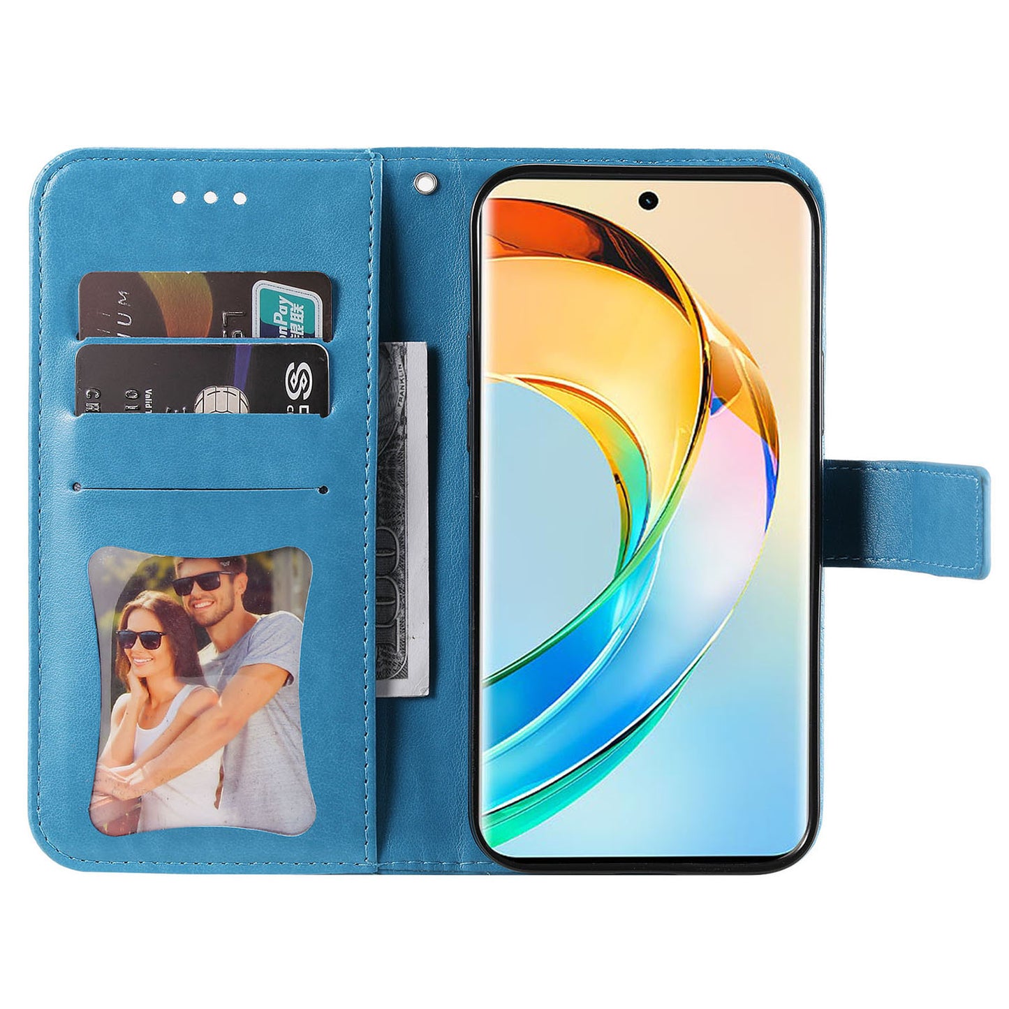 For Honor X50 Flower Imprint PU Leather Cover Folding Stand Wallet Phone Case