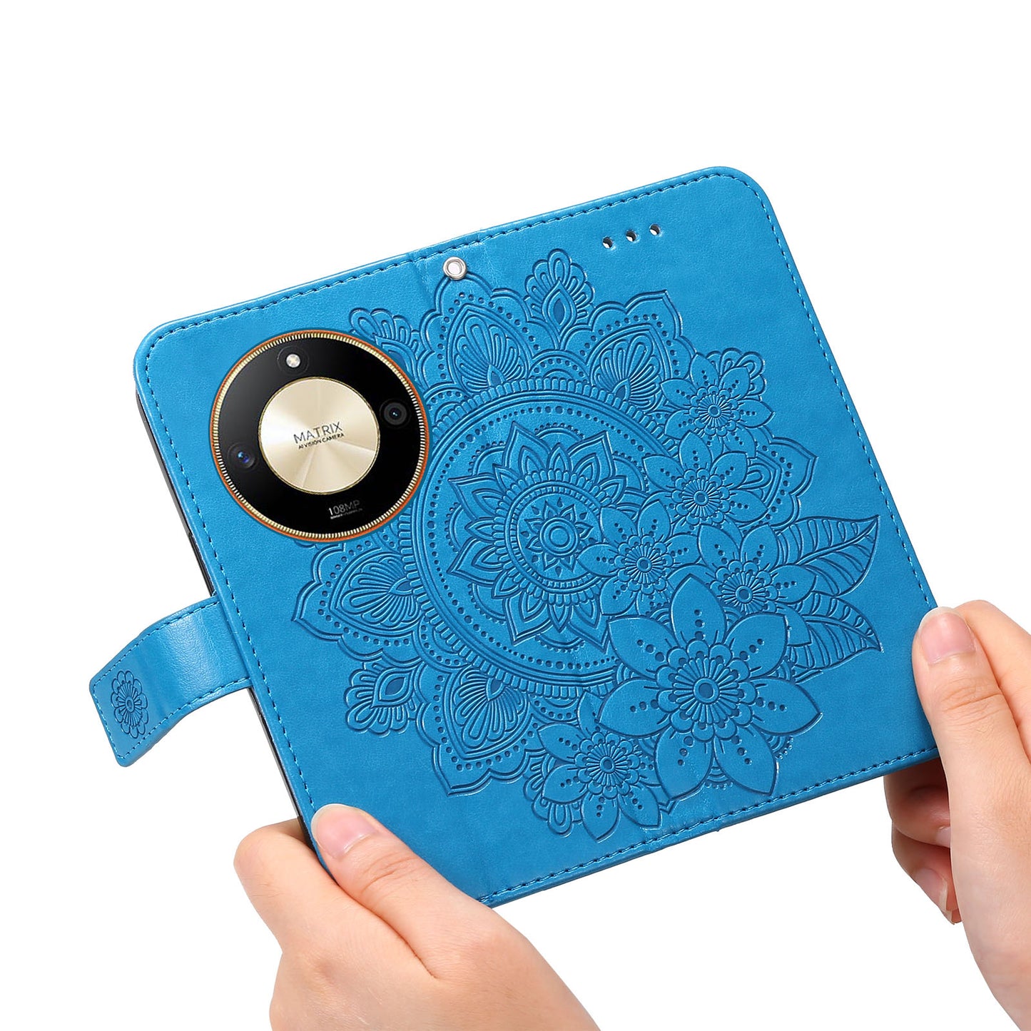 For Honor X50 Flower Imprint PU Leather Cover Folding Stand Wallet Phone Case