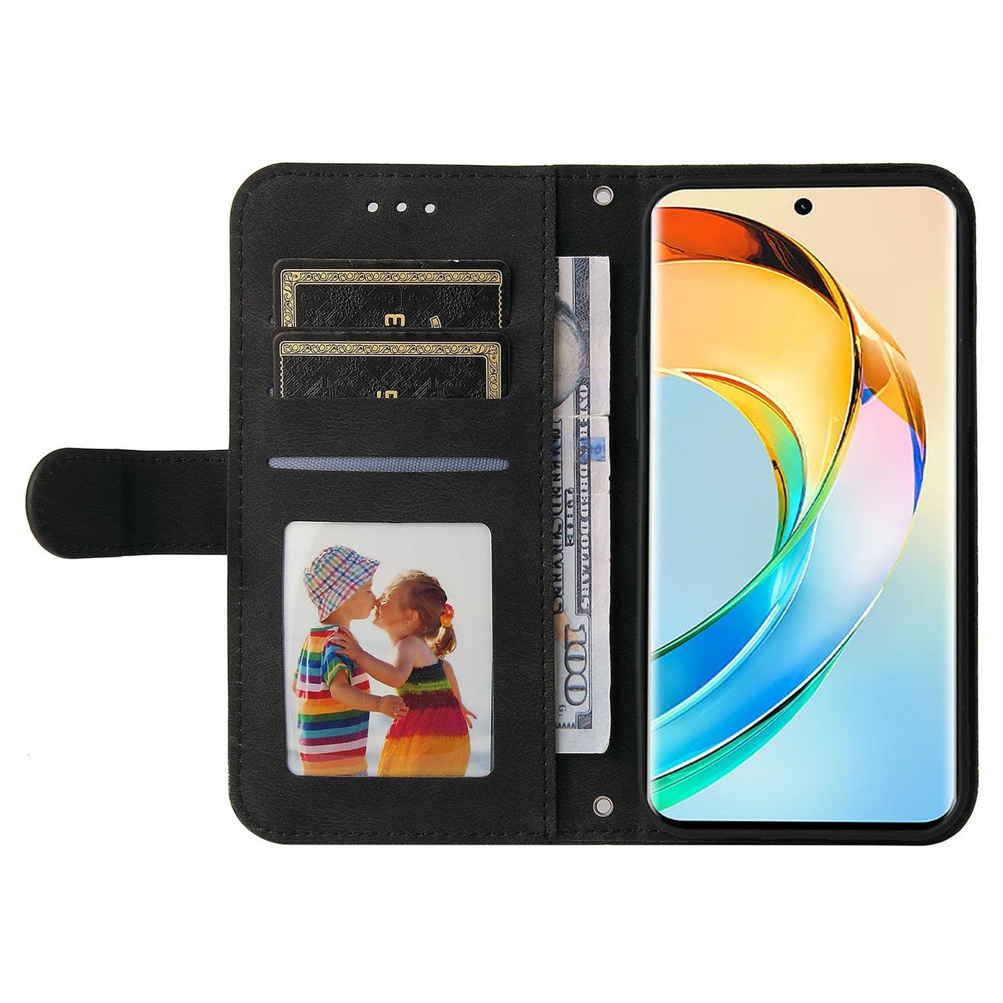 For Honor X50 Imprinted Skin-touch Phone Cover PU Leather Stand Wallet Shockproof Case